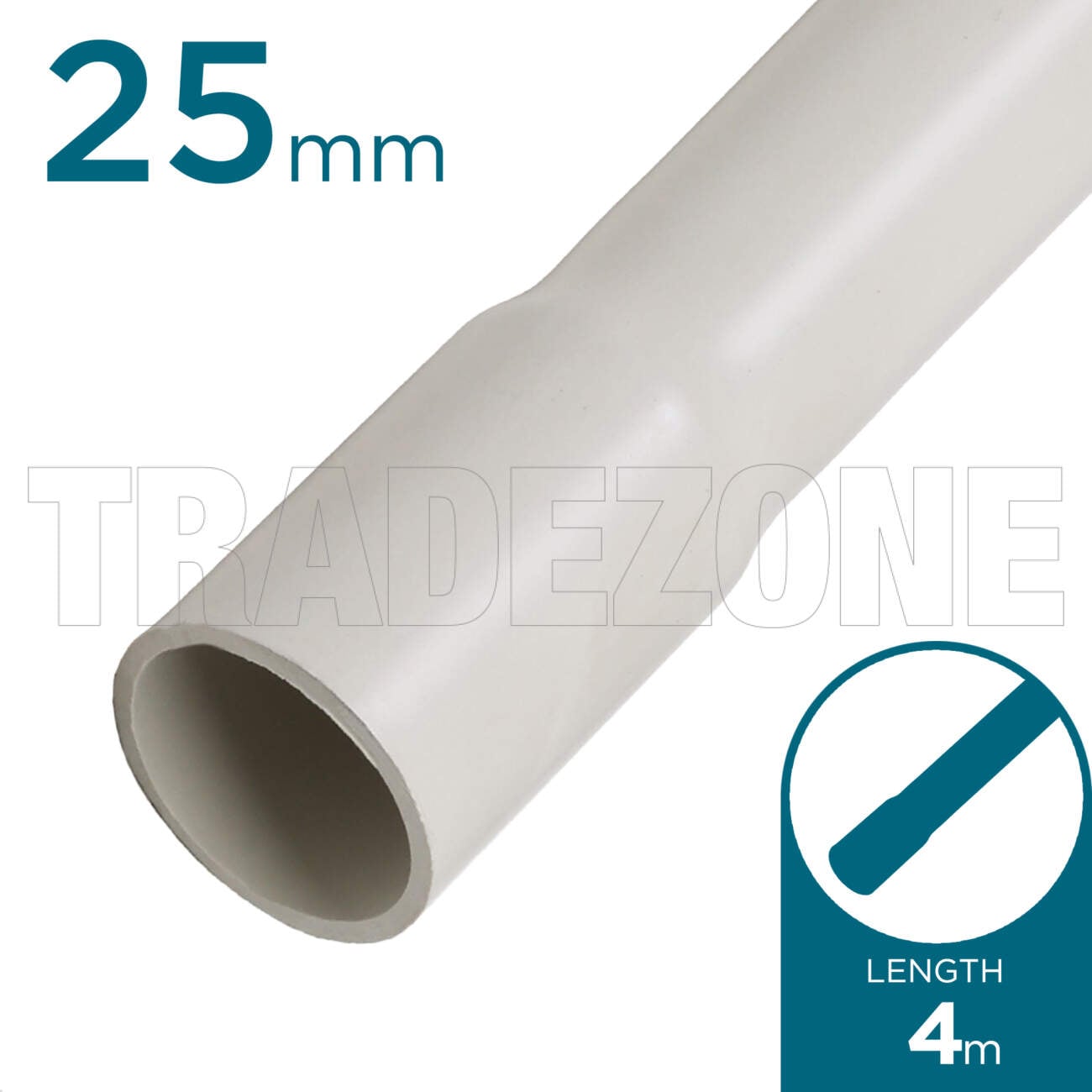 25mm Solar Heavy Duty Rigid Conduit 4 Metre Light Grey