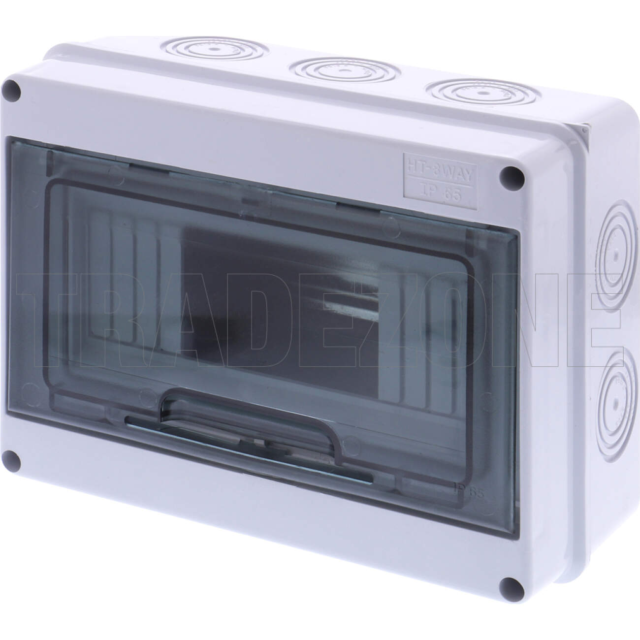 Powerwave 8 Pole IP65 Weatherproof Plastic Surface Mounted Switchboard Transparent Door Including Neutral & Earth Bar/Links