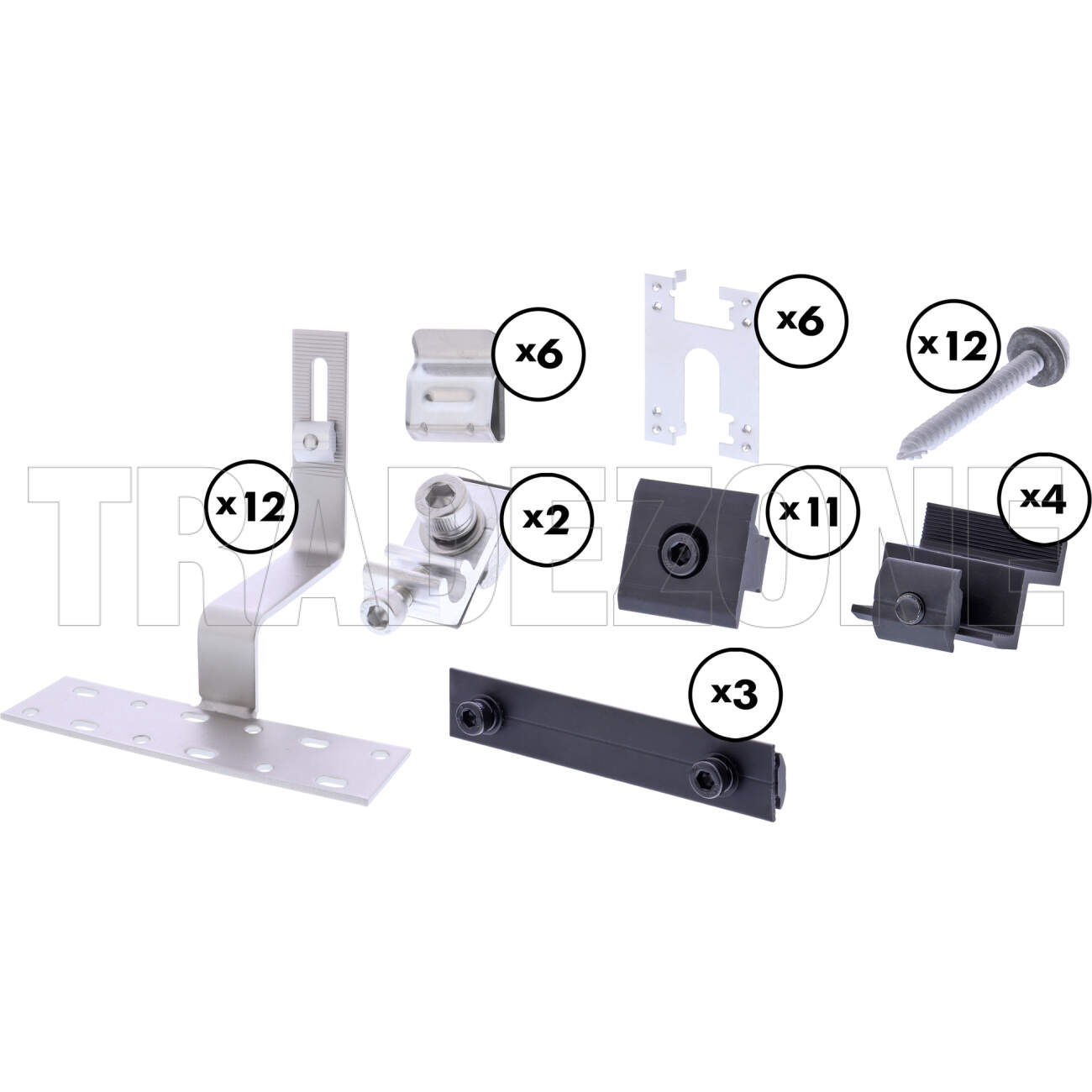 Powerwave 6 Panel 30mm & 35mm Compatible TILE Roof Solar Mounting Kit BLACK (Excluding Rail) - See Alternate Option SKU 89523