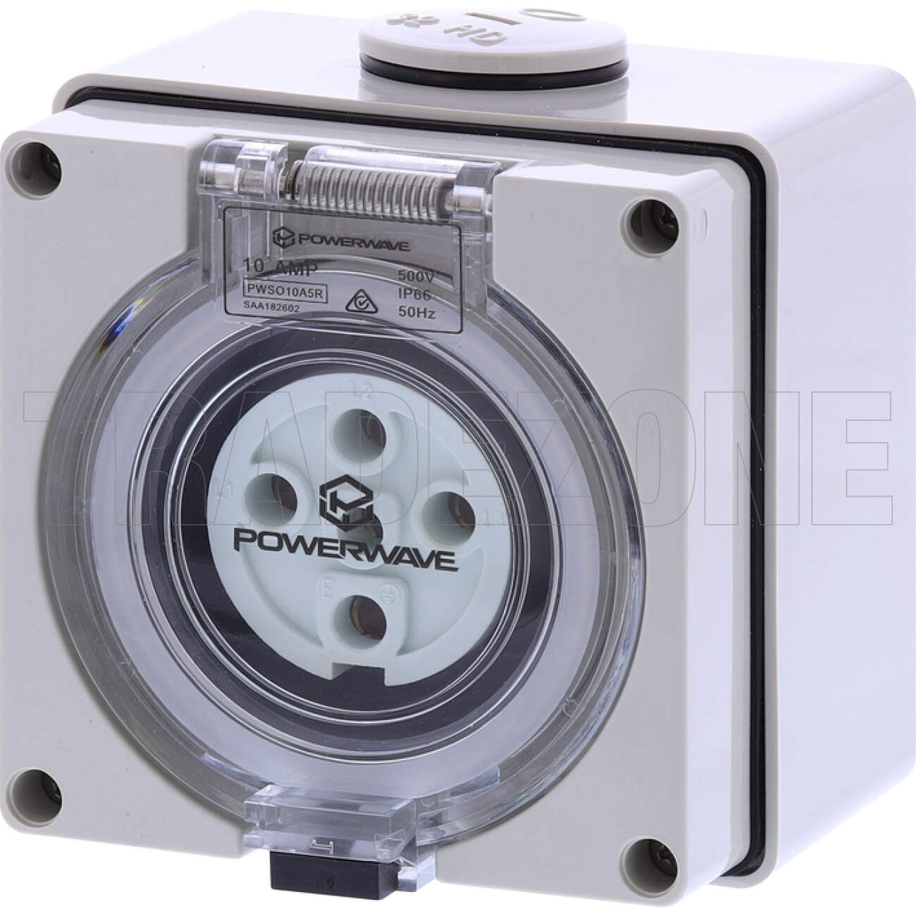 Powerwave 10 Amp 3 Phase 5 Round Pins IP66 Industrial Socket Outlet Grey