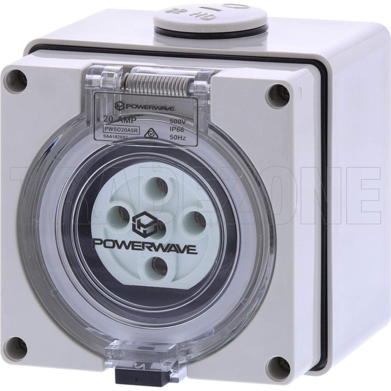 Powerwave 20 Amp 3 Phase 5 Round Pins IP66 Industrial Socket Outlet Grey