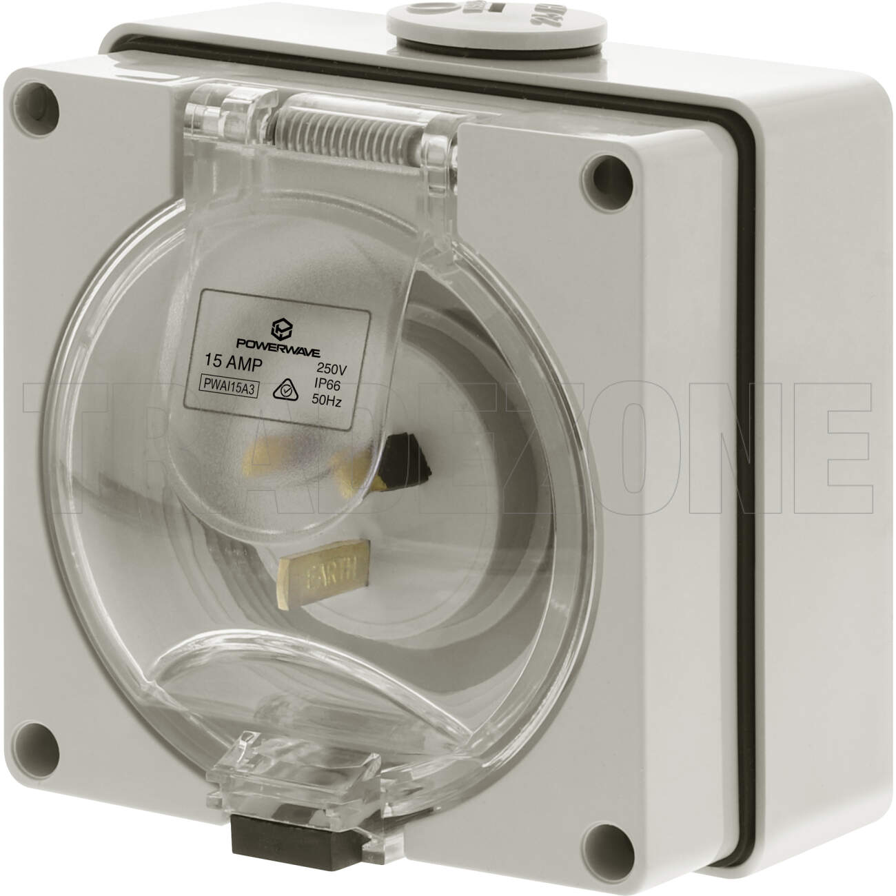 Powerwave 15 Amp Single Phase 3 Pins IP66 Industrial Inlet Socket