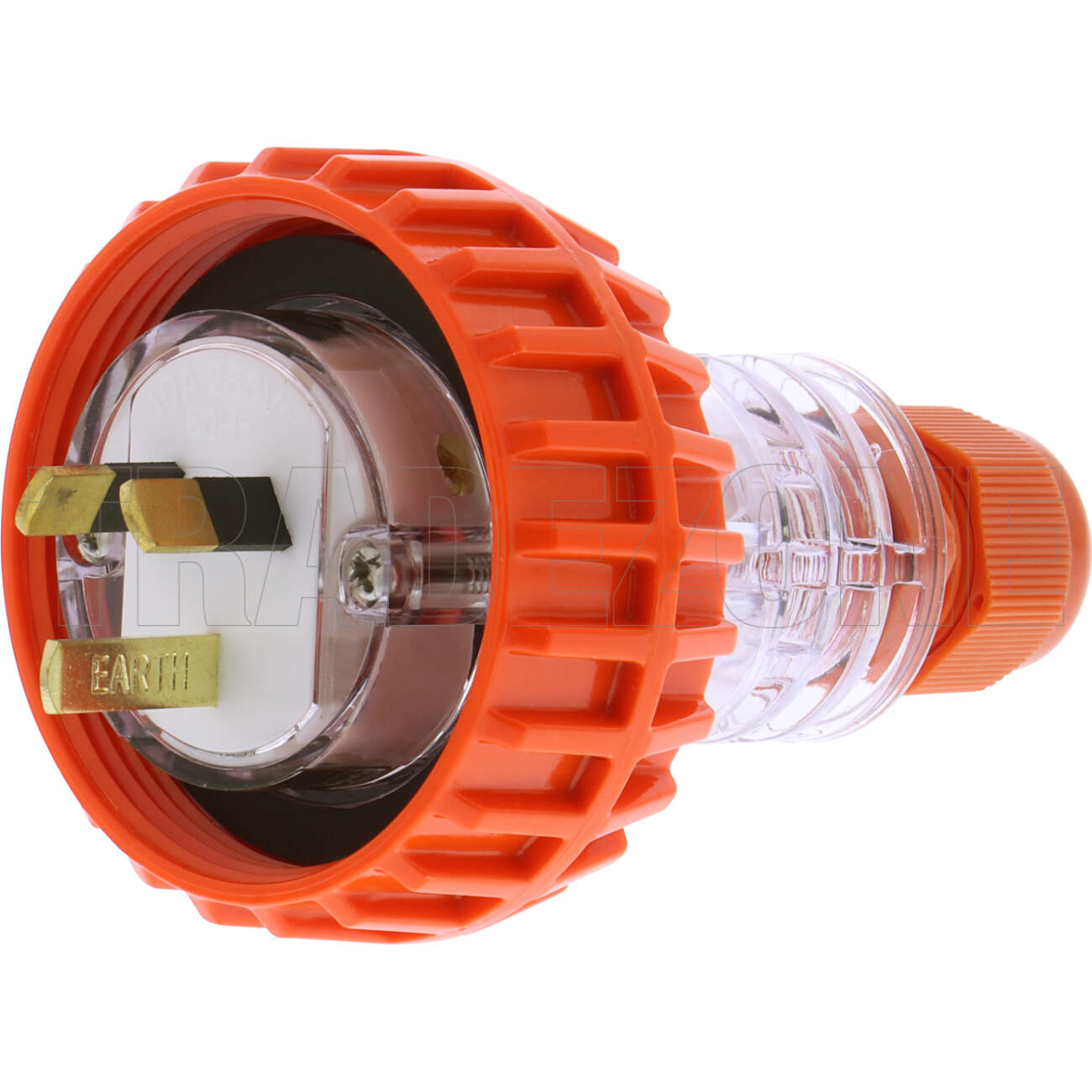 Powerwave 10 Amp Single Phase 3 Flat Pins IP66 Straight Industrial Plug Orange