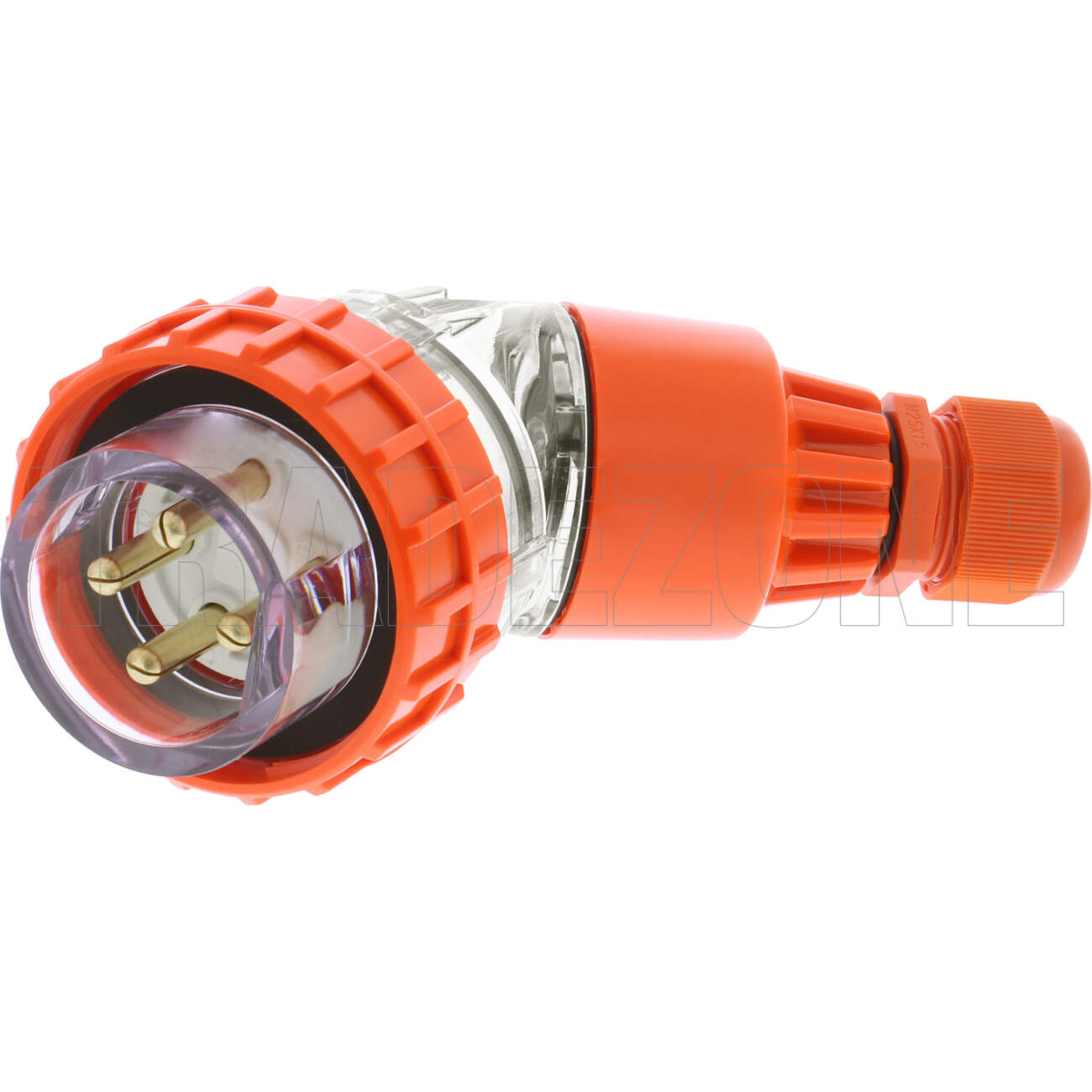 Powerwave 20 Amp 3 Phase 4 Round Pins IP66 Angled Industrial Plug