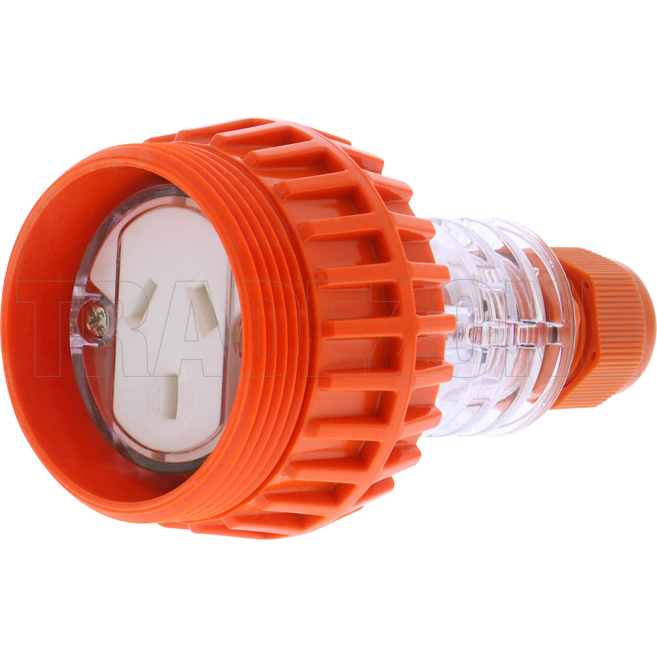 Powerwave 15 Amp Single Phase 3 Flat Pins IP66 Industrial Straight Extension Socket Orange