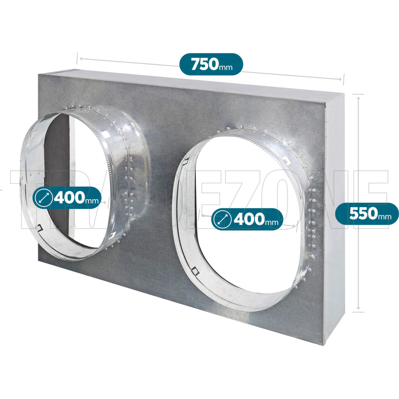 Powerwave Air 750mm x 550mm Return Air Insulated Box with 2 x 400mm Spigot