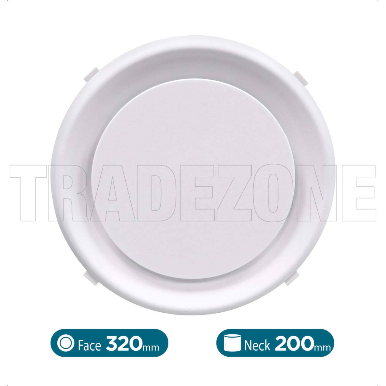 Powerwave Air 200mm Insulated Cone Ceiling Diffuser White