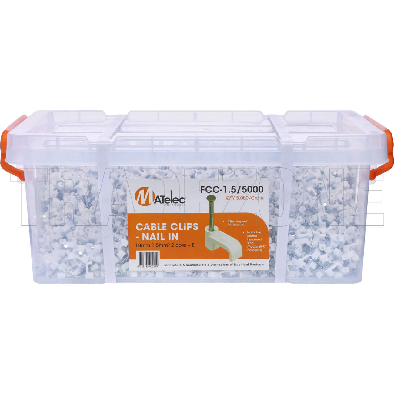 Powerwave 1.5mm T+E Flat Cable Clips White Tub of 5000