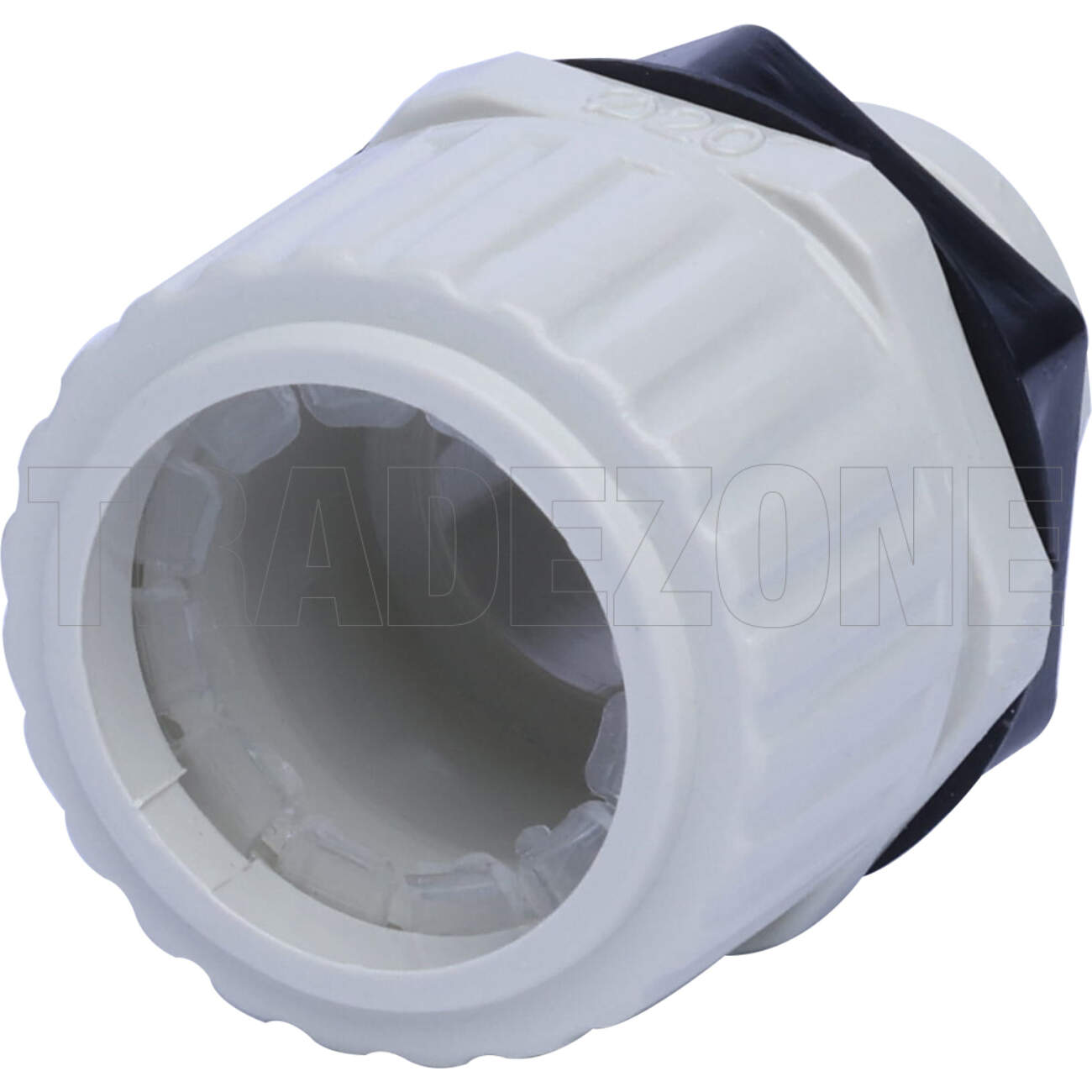 Powerwave 20mm Corrugated Conduit Straight Gland With Locknut Light Grey