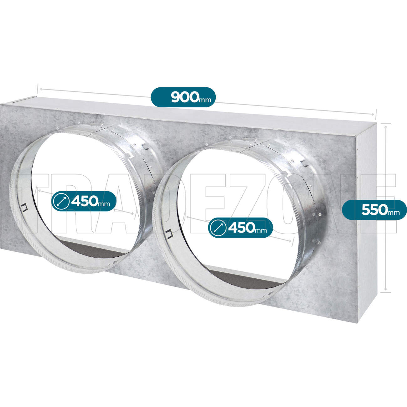 Powerwave Air 900mm x 550mm Return Air Insulated Box with 2 x 450mm Spigot