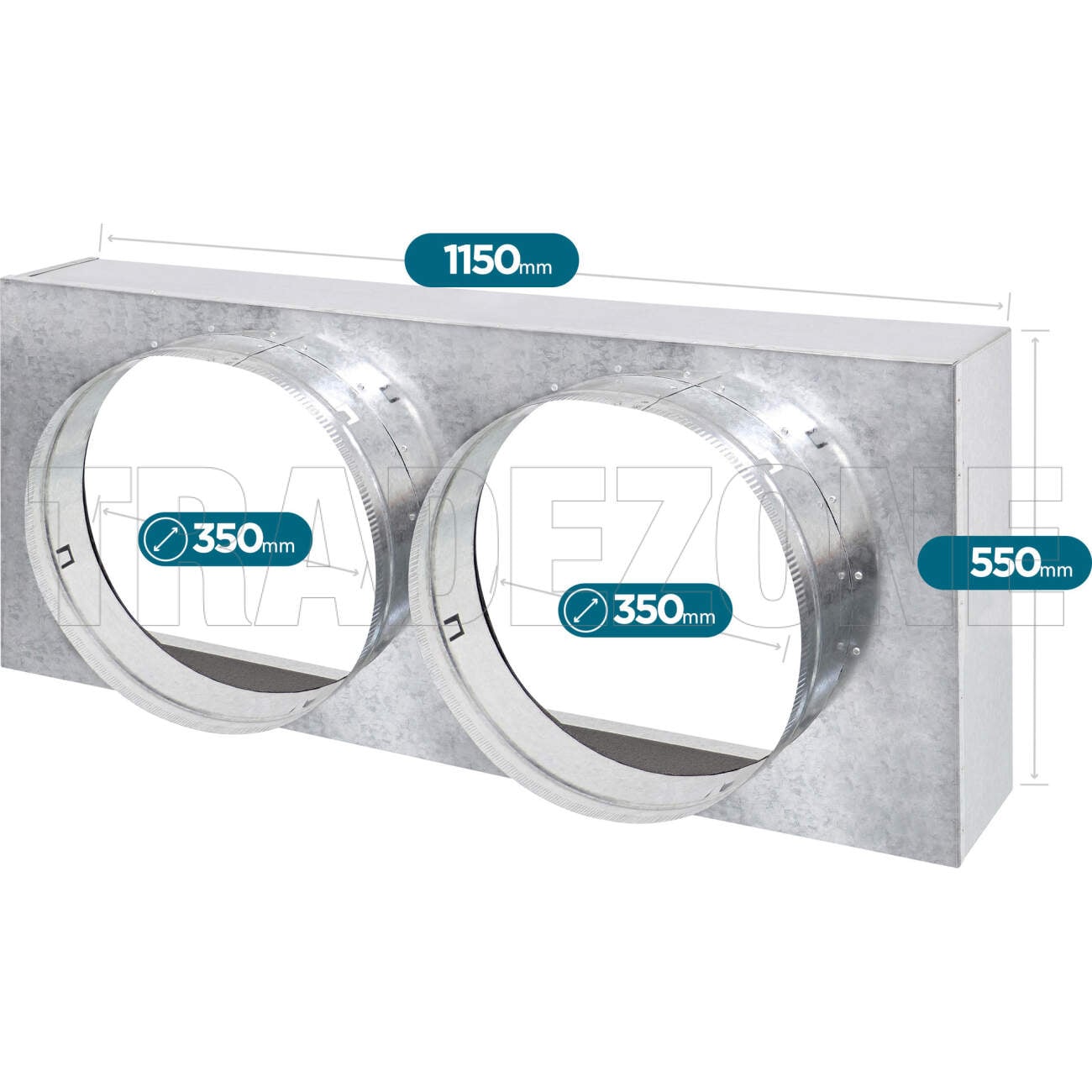 Powerwave Air 1150mm x 550mm Return Air Insulated Box with 2 x 350mm Spigot