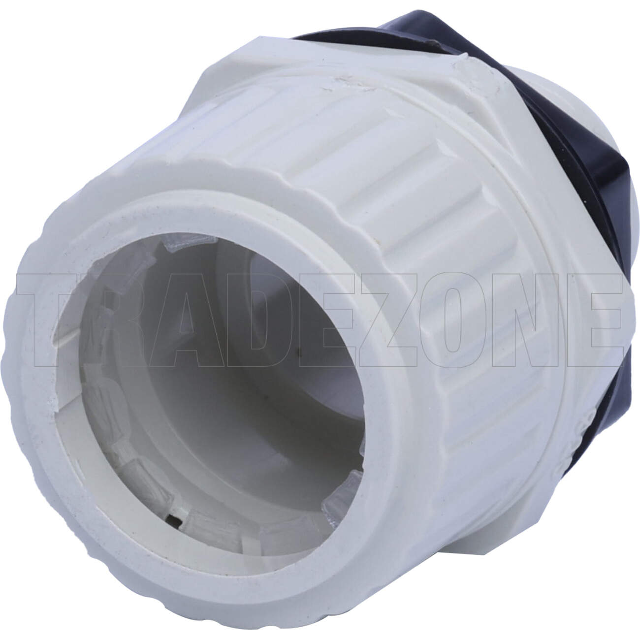 Powerwave 25mm Corrugated Conduit Straight Gland With Locknut Light Grey