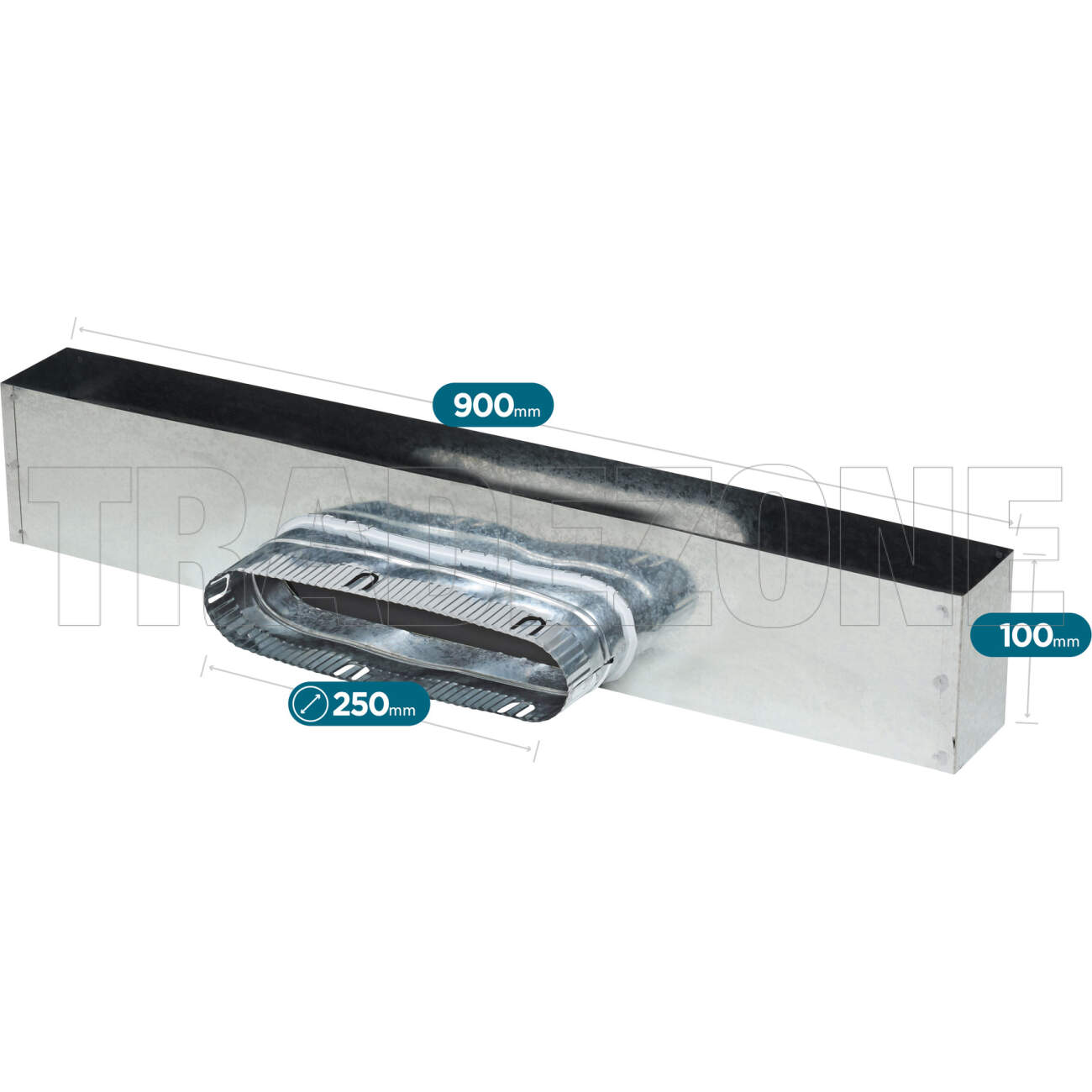 Powerwave 900mm x 100mm Metal Side Boot with 250mm Spigot (10mm Internally Insulated)