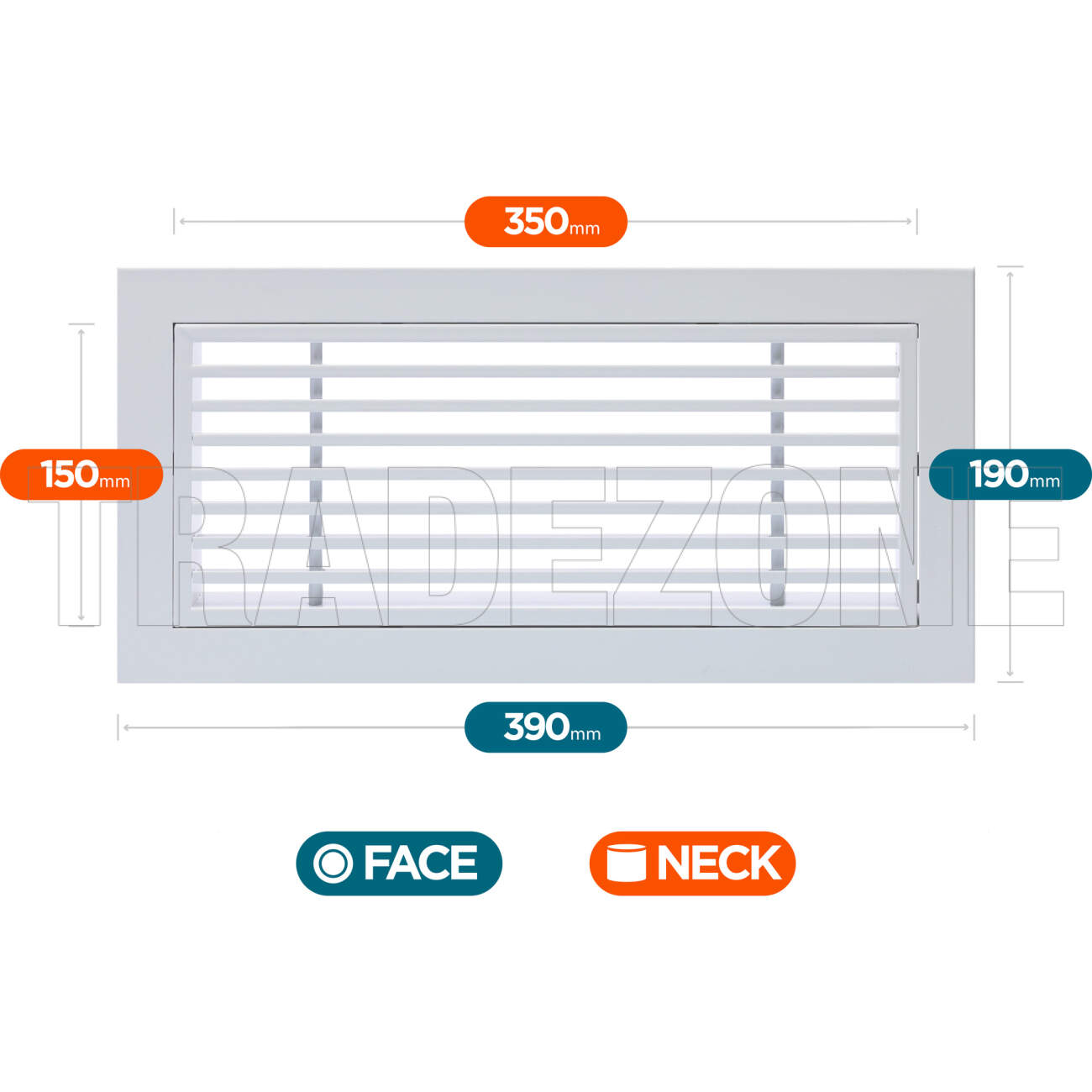 Powerwave Air 350mm x 150mm Bar Grille with Removable Core