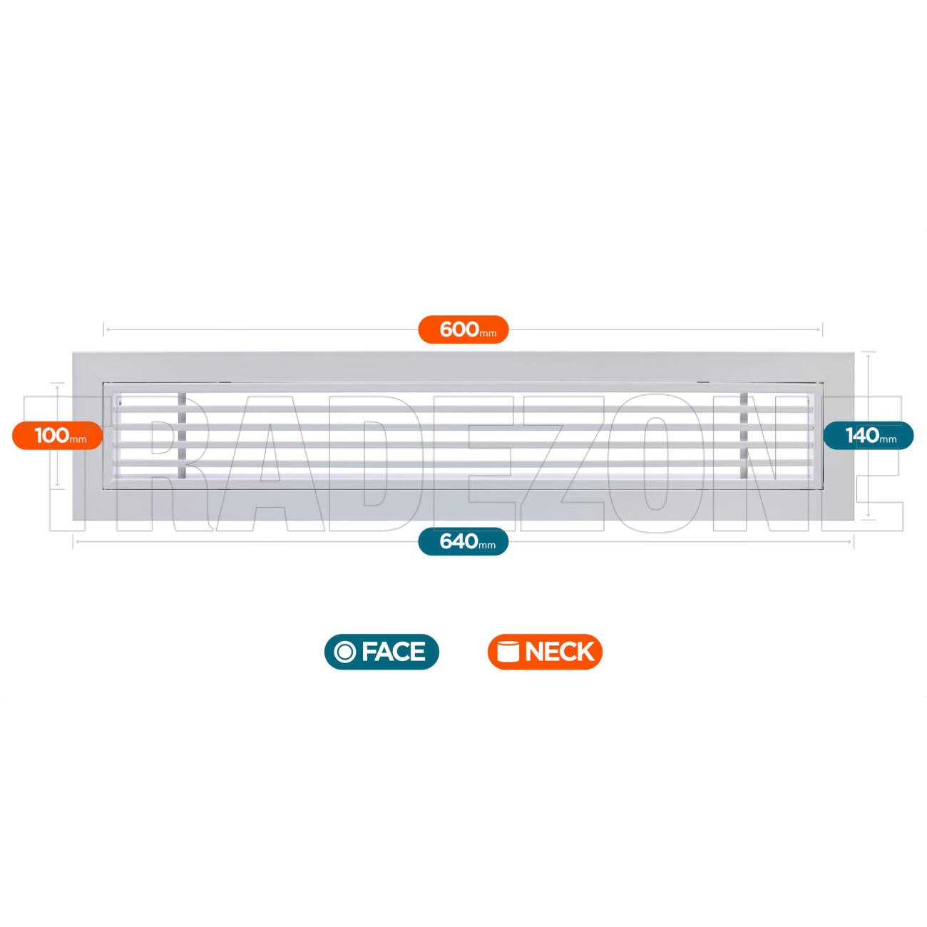 Powerwave Air 600mm x 100mm Bar Grille with Removable Core