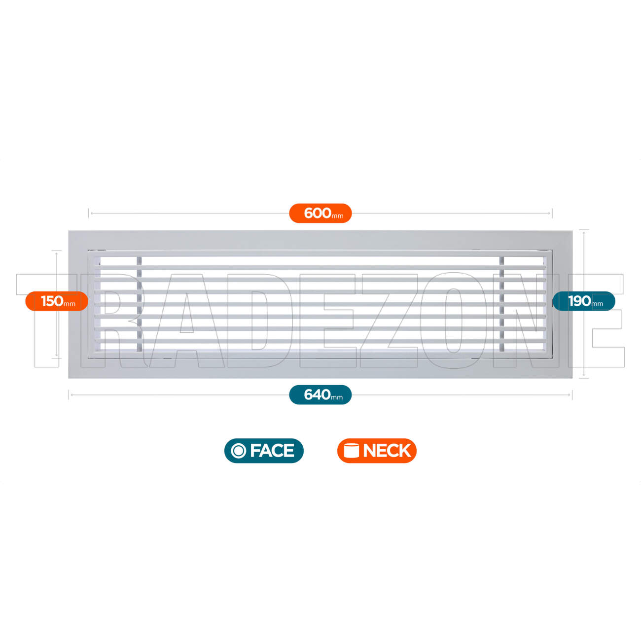 Powerwave Air 600mm x 150mm Bar Grille with Removable Core