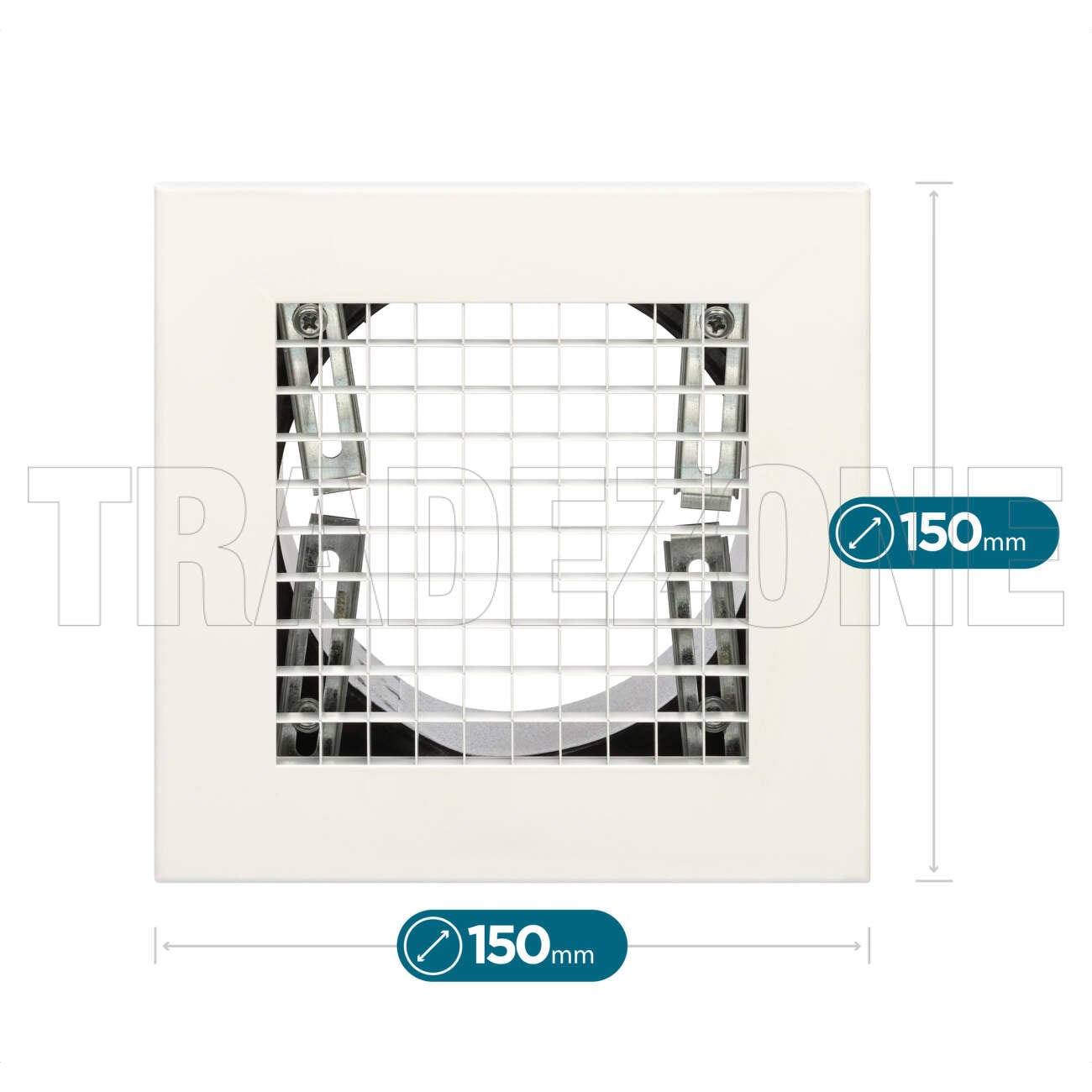 Powerwave Air 150mm x 150mm Egg Crate Grille with 150mm Neck Adaptor & Fixing Clips