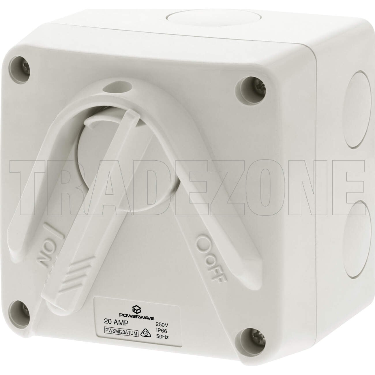 Powerwave 20 Amp 2 Pole IP66 Ultra Mini Industrial Isolator Grey