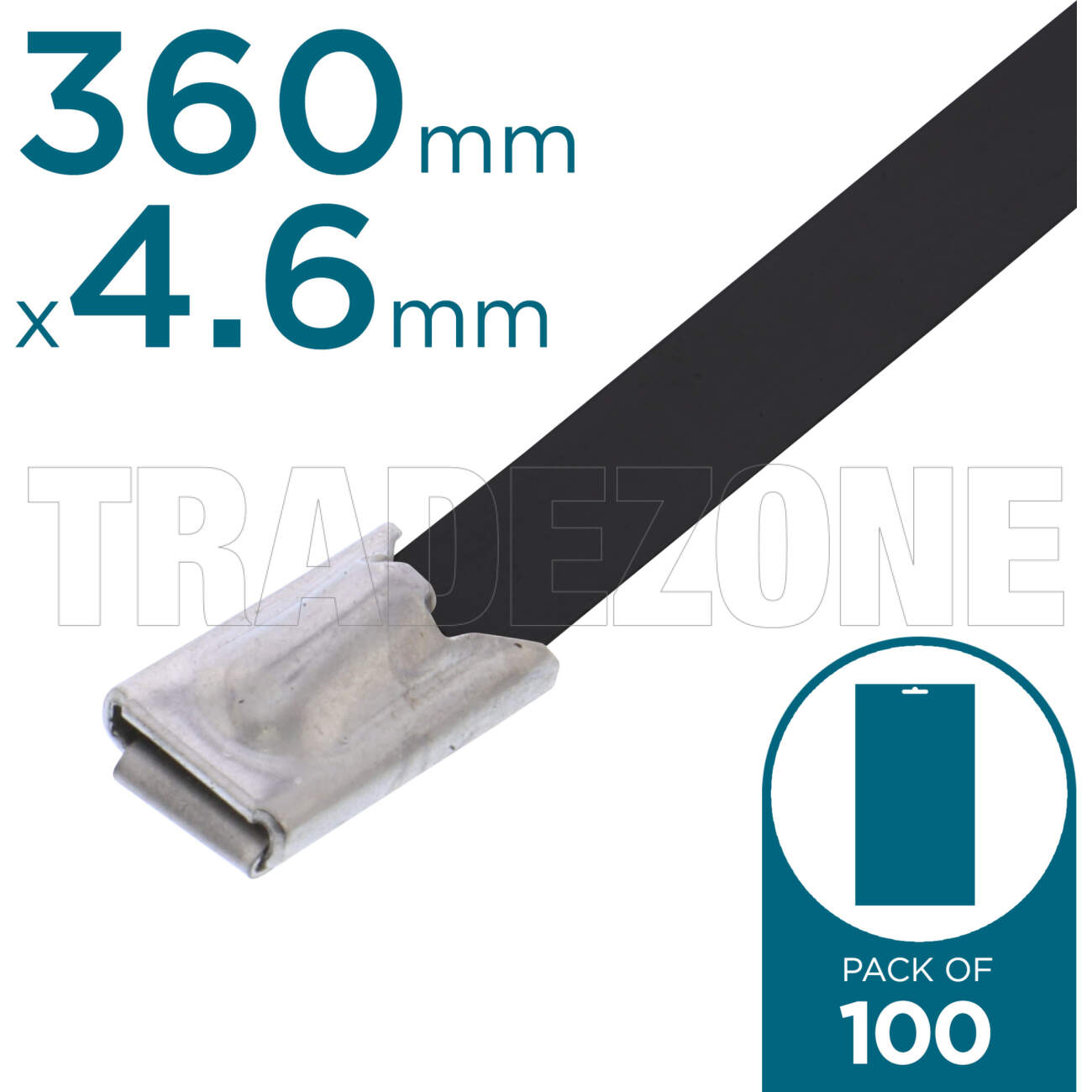 Powerwave 360mm x 4.6mm 316 Coated Stainless Steel Cable Ties Pack Of 100
