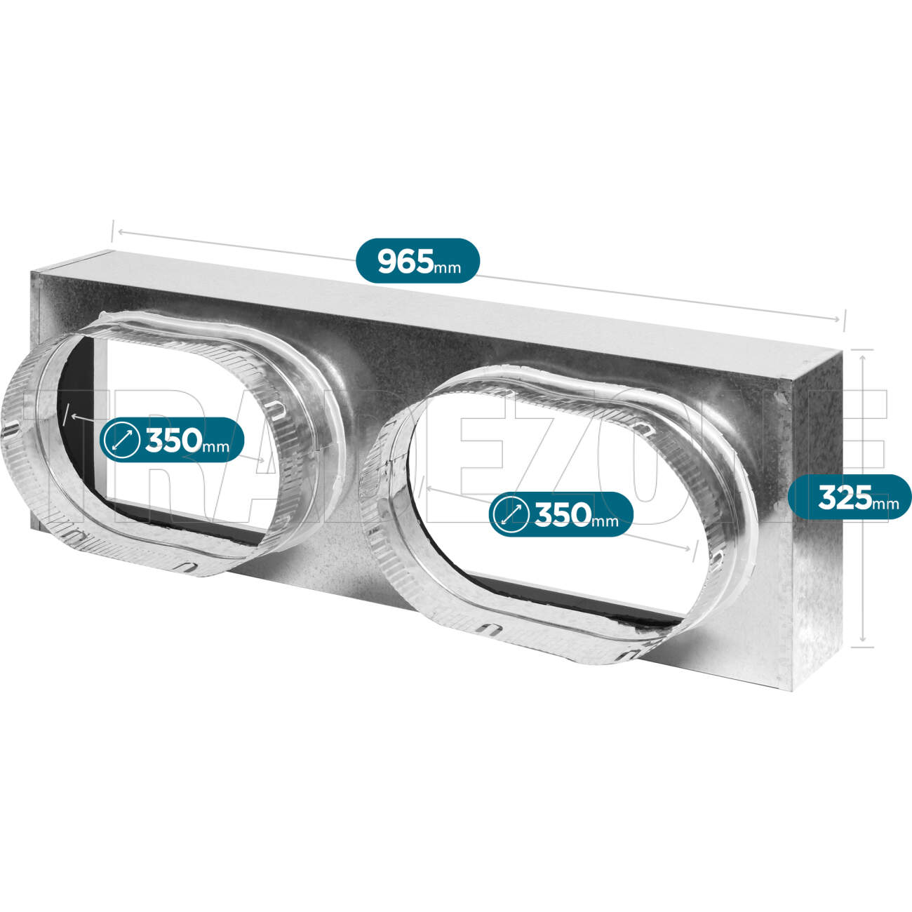 Powerwave Air 965mm x 325mm Return Air Insulated Box with 2 x 350mm Spigot Suitable for Hisense
