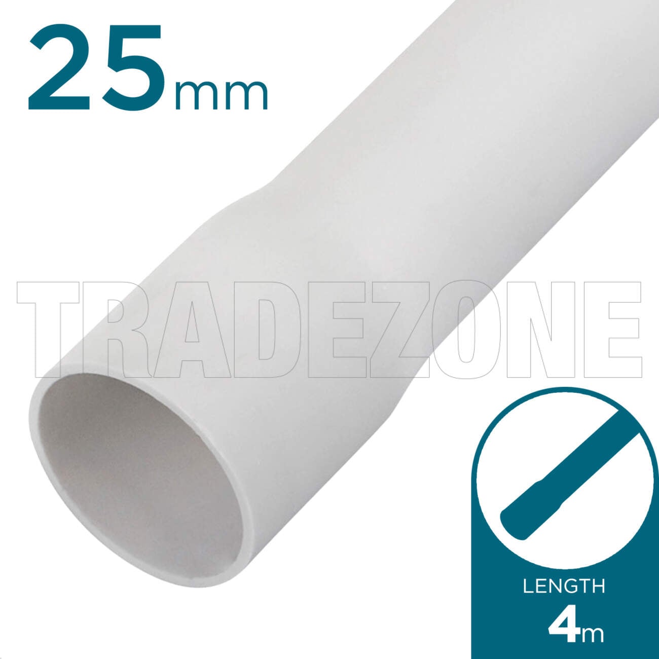 25mm Communications Conduit Rigid White 4 Metre