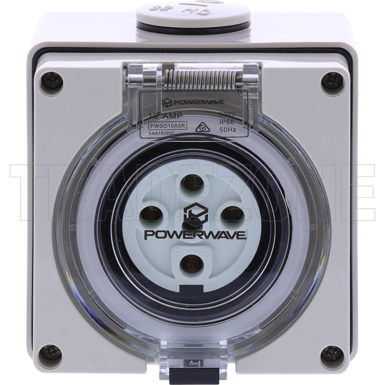Powerwave 10 Amp 3 Phase 5 Round Pins IP66 Industrial Socket Outlet Grey - Image 2