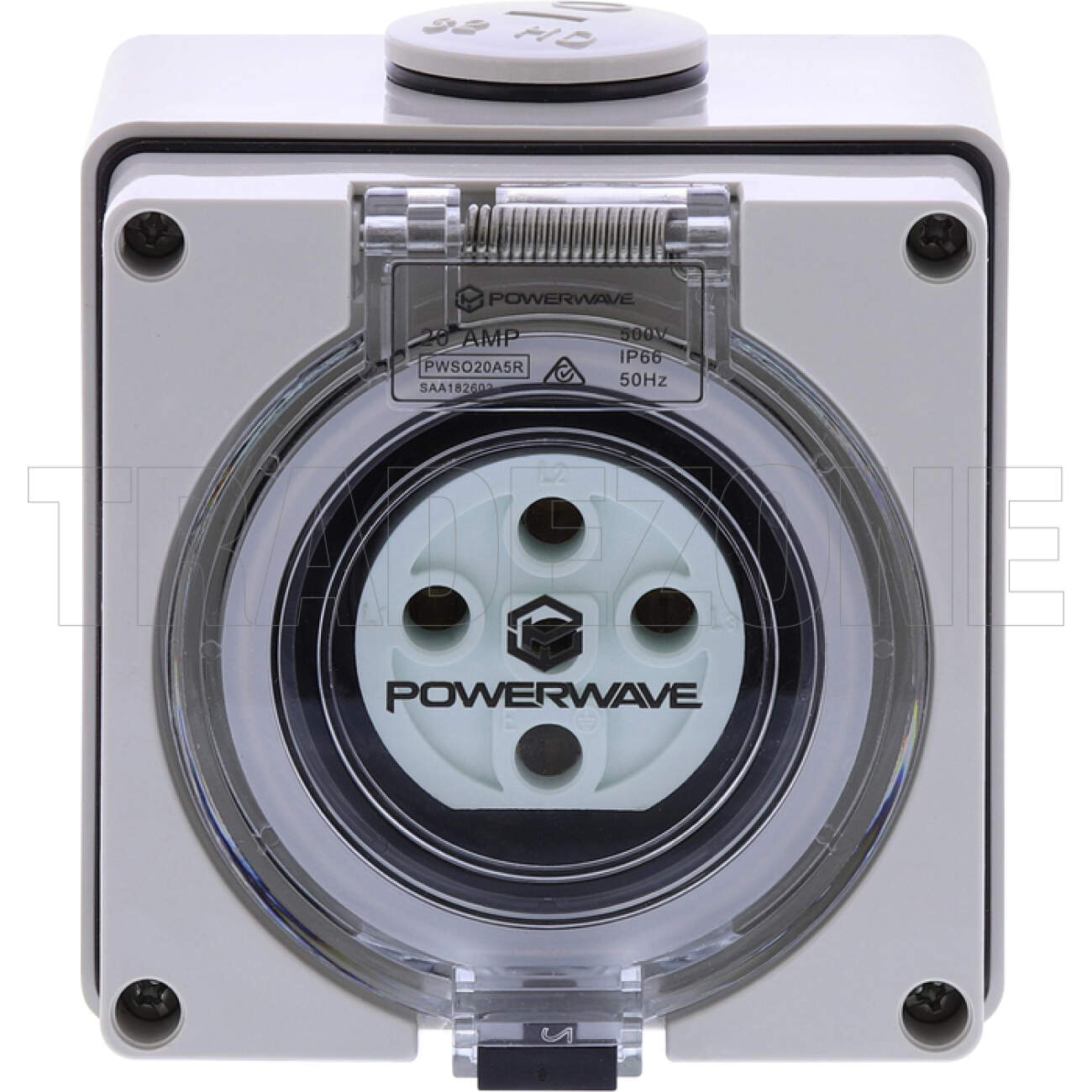 Powerwave 20 Amp 3 Phase 5 Round Pins IP66 Industrial Socket Outlet Grey - Image 2