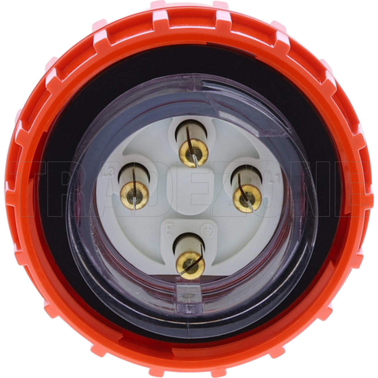 Powerwave 10 Amp 3 Phase 4 Round Pins IP66 Straight Industrial Plug Orange - Image 2