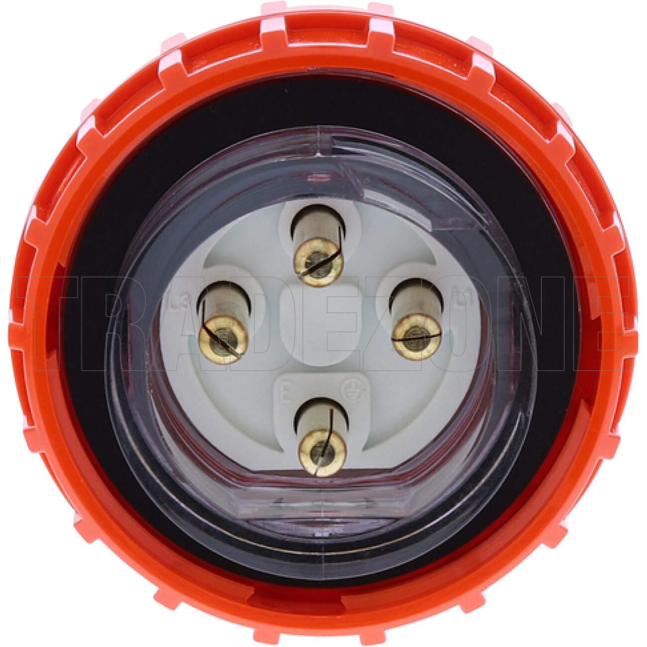 Powerwave 20 Amp 3 Phase 4 Round Pins IP66 Straight Industrial Plug Orange - Image 2