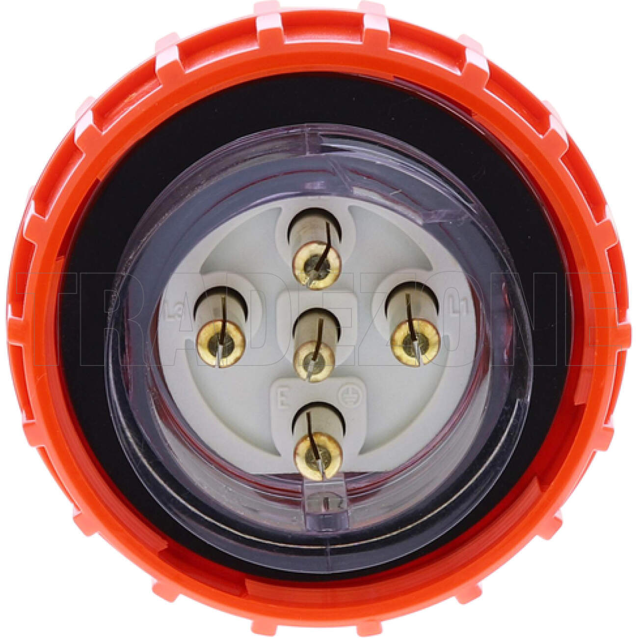 Powerwave 10 Amp 3 Phase 5 Round Pins IP66 Straight Industrial Plug Orange - Image 2