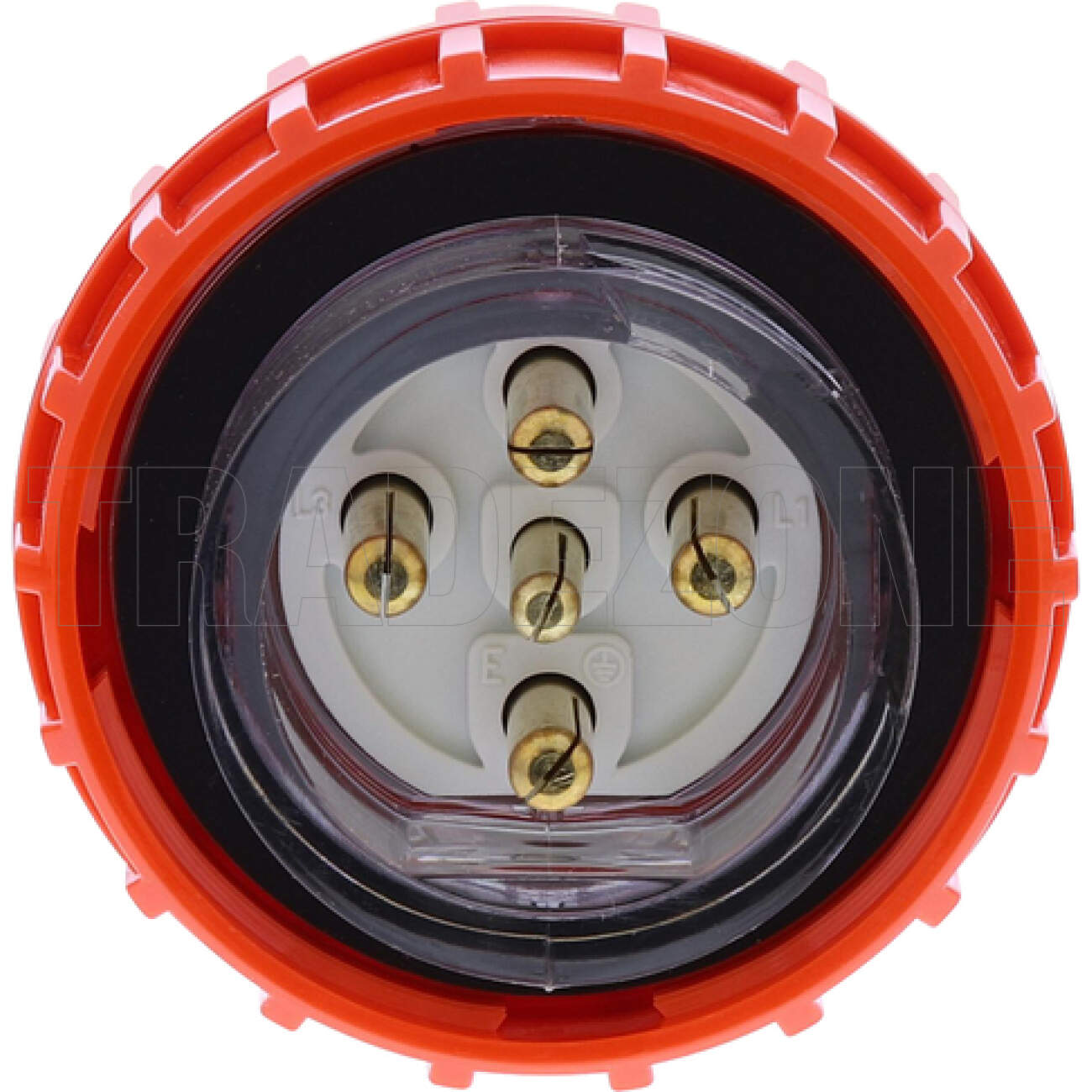 Powerwave 20 Amp 3 Phase 5 Round Pins IP66 Straight Industrial Plug Orange - Image 2