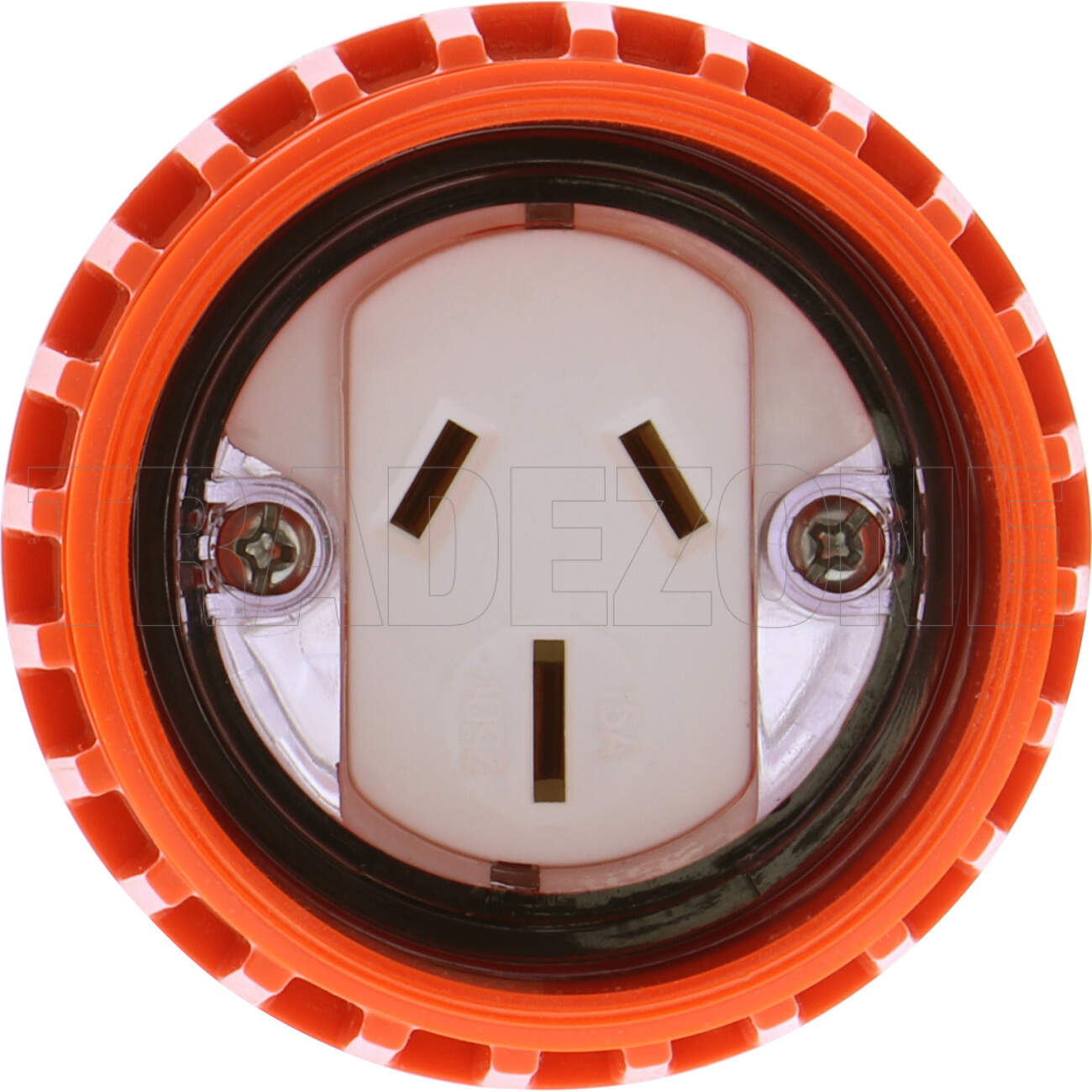 Powerwave 15 Amp Single Phase 3 Flat Pins IP66 Industrial Straight Extension Socket Orange - Image 2