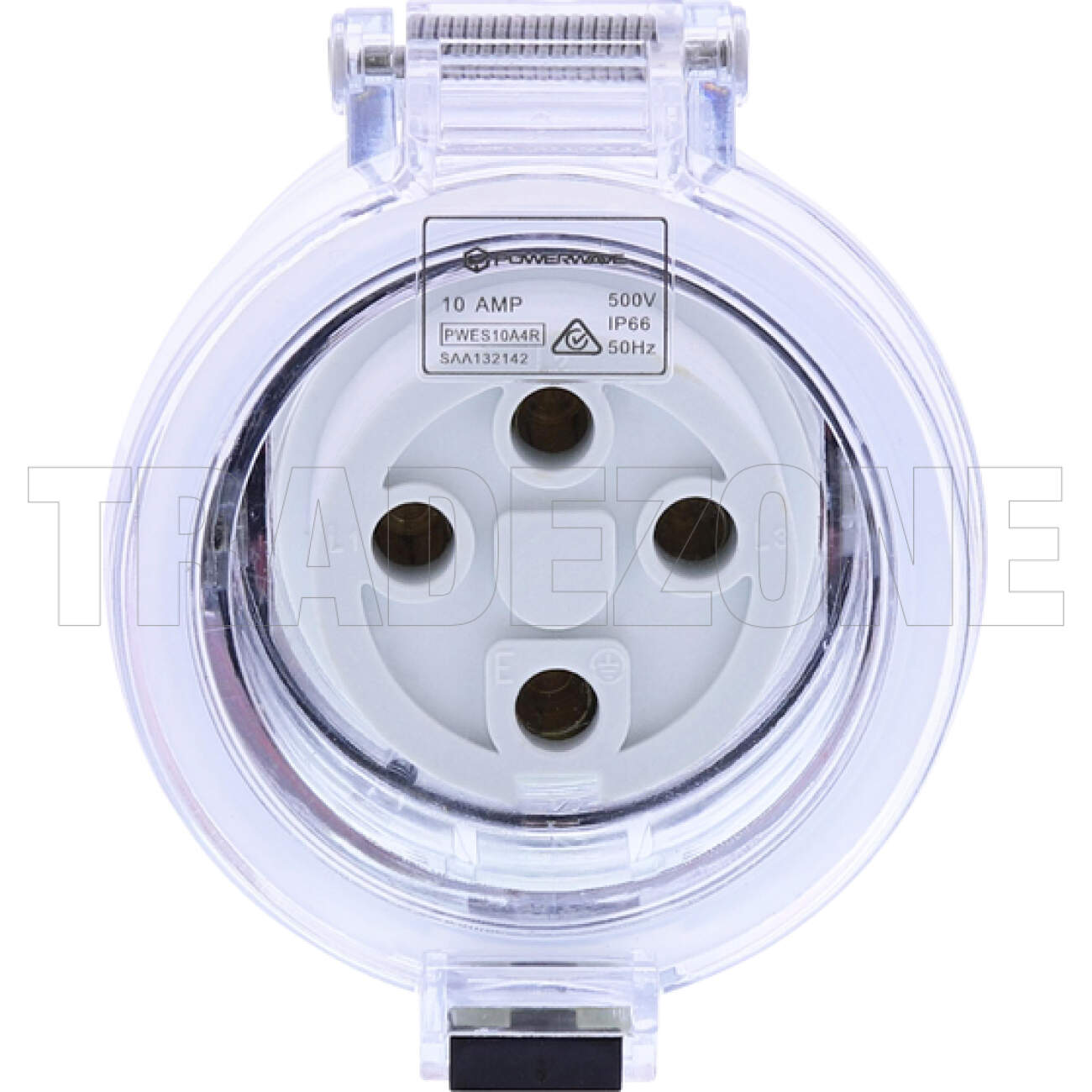 Powerwave 10 Amp 3 Phase 4 Round Pins IP66 Industrial Straight Extension Socket Orange - Image 2