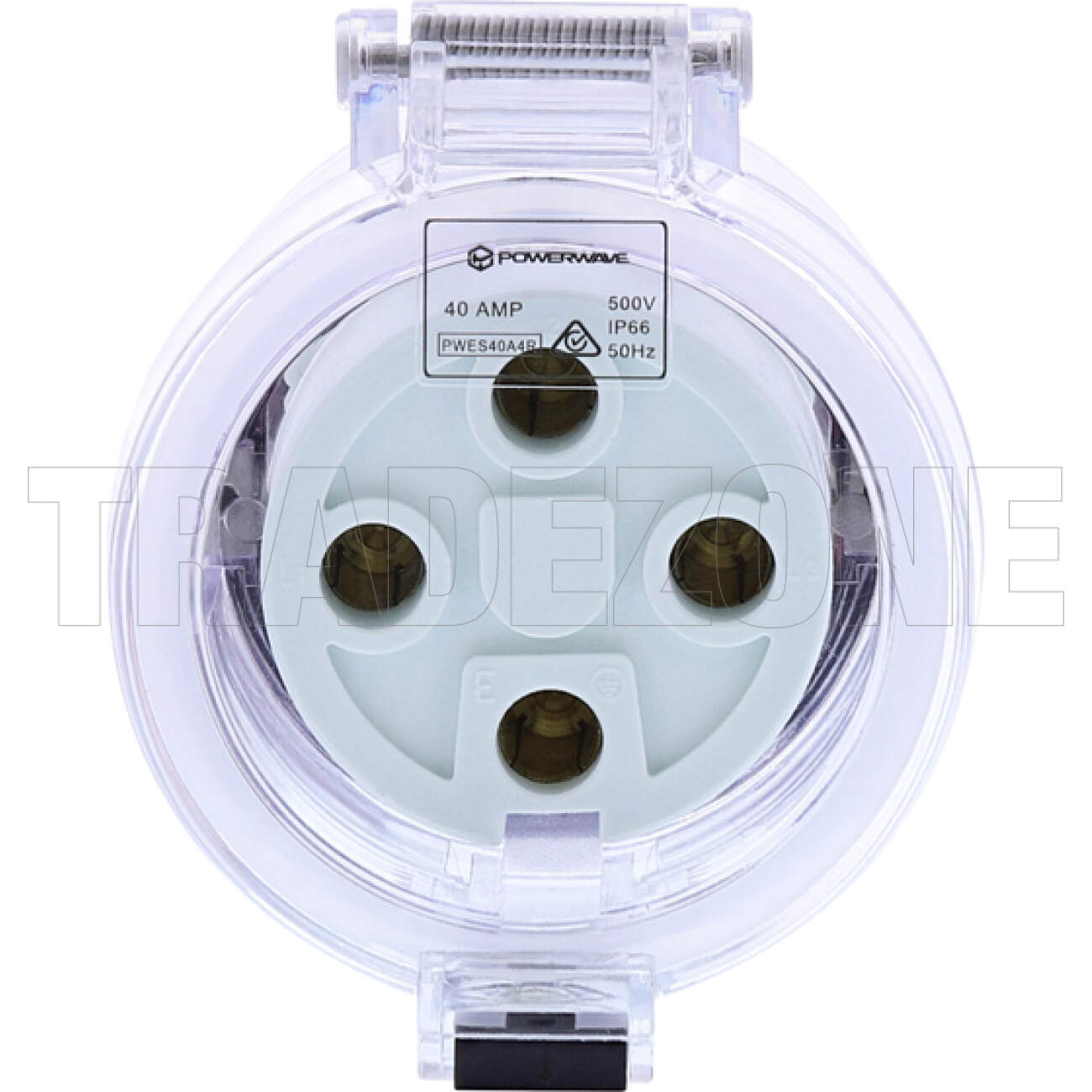 Powerwave 40 Amp 3 Phase 4 Round Pins IP66 Industrial Straight Extension Socket Orange - Image 2