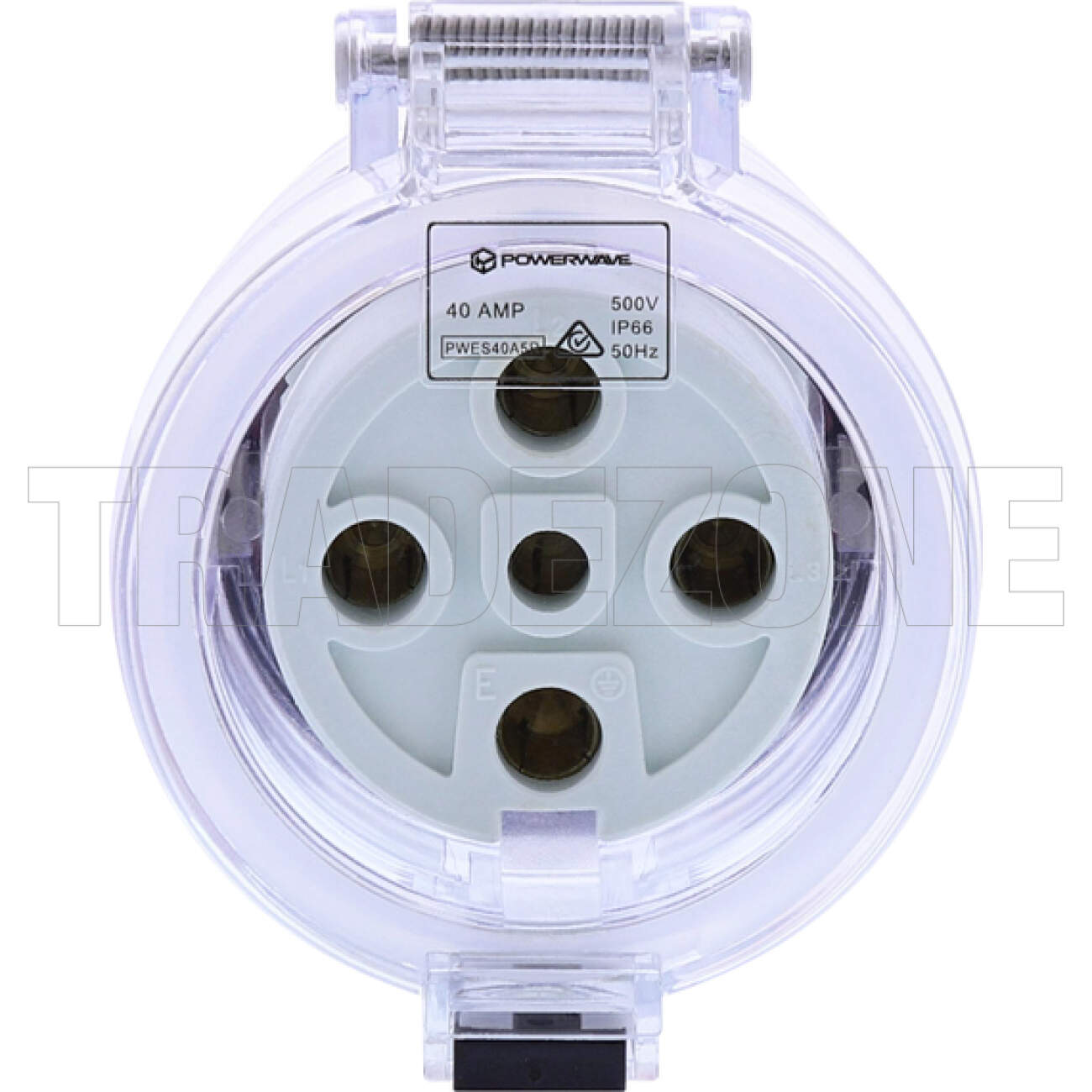 Powerwave 40 Amp 3 Phase 5 Round Pins IP66 Industrial Straight Extension Socket Orange - Image 2
