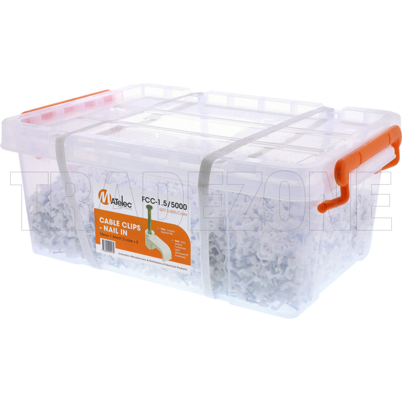 Powerwave 1.5mm T+E Flat Cable Clips White Tub of 5000 - Image 2