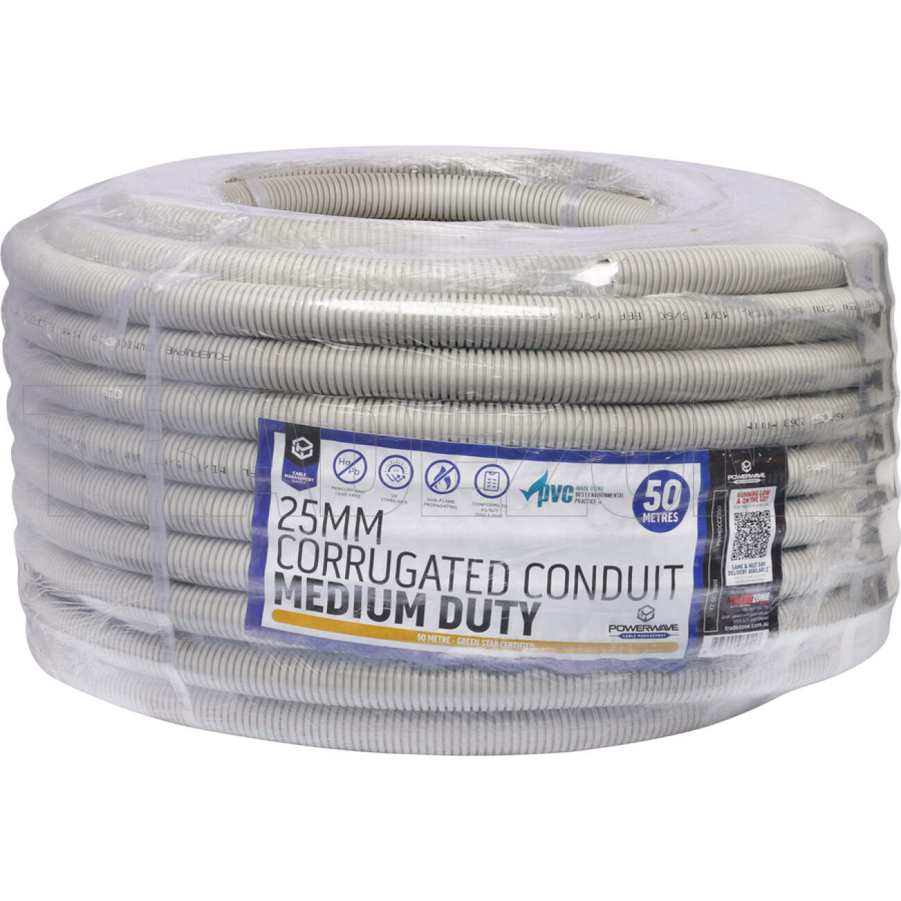 Powerwave 25mm Corrugated Conduit Medium Duty 50 Metre - Green Star Certified - Image 2