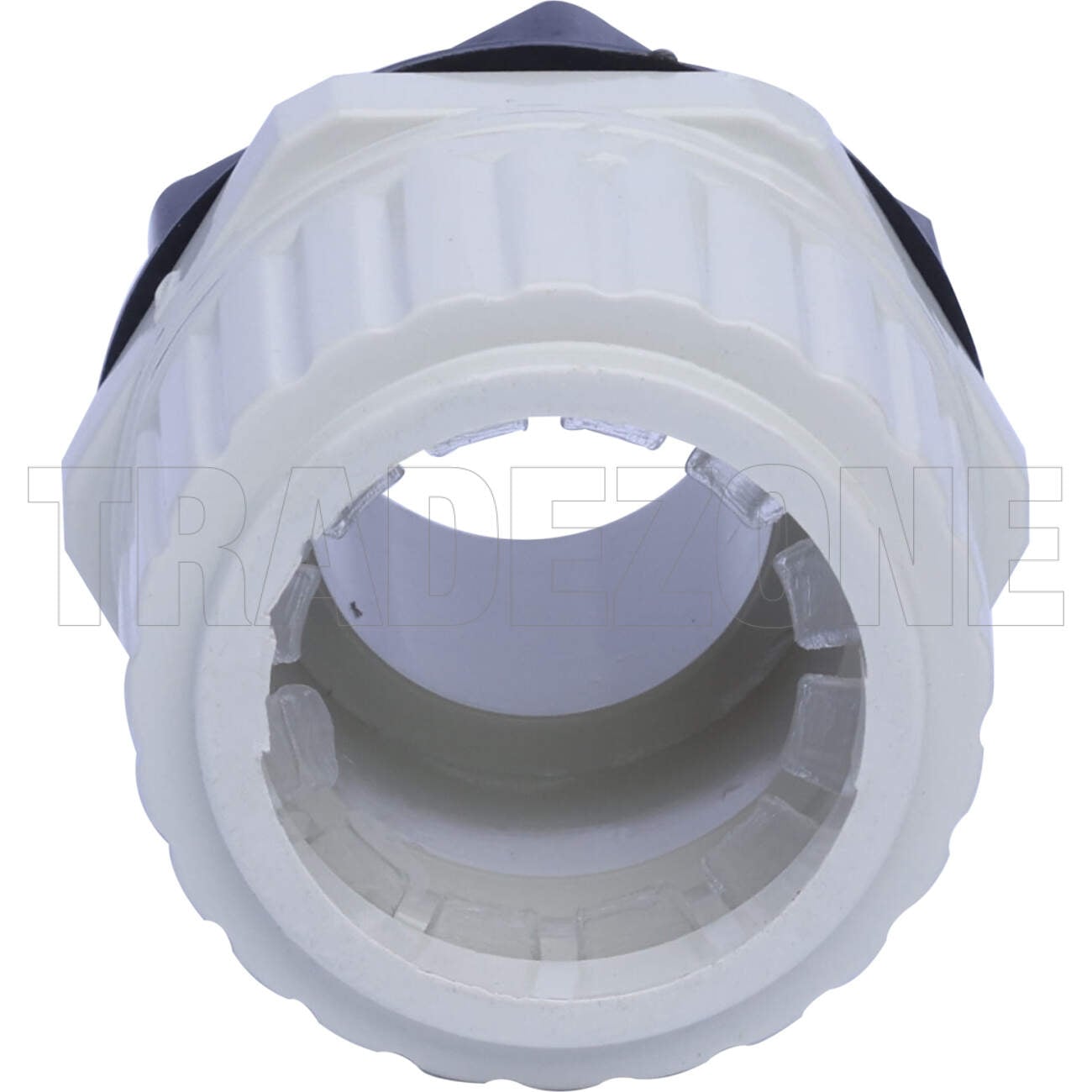 Powerwave 25mm Corrugated Conduit Straight Gland With Locknut Light Grey - Image 2