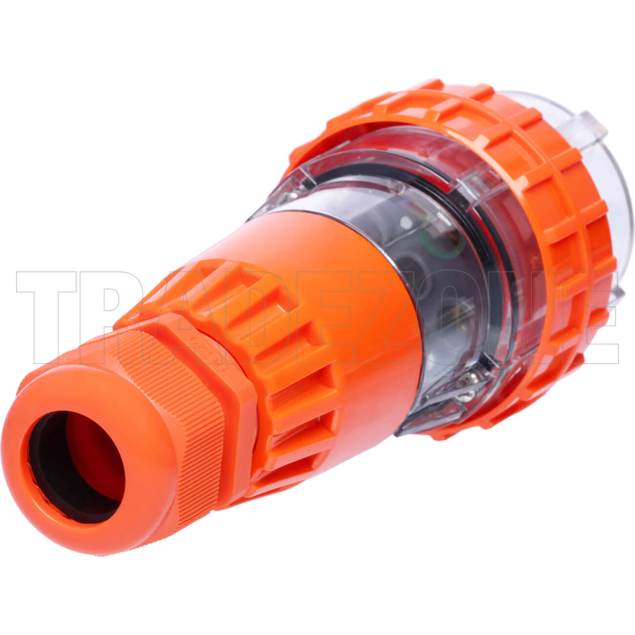 Powerwave 50 Amp 3 Phase 4 Round Pins IP66 Straight Industrial Plug Orange - Image 3