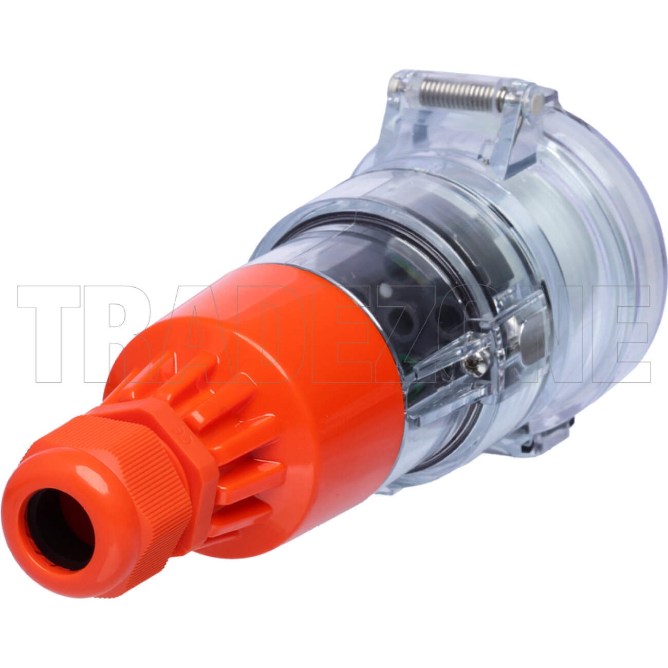 Powerwave 10 Amp 3 Phase 4 Round Pins IP66 Industrial Straight Extension Socket Orange - Image 3
