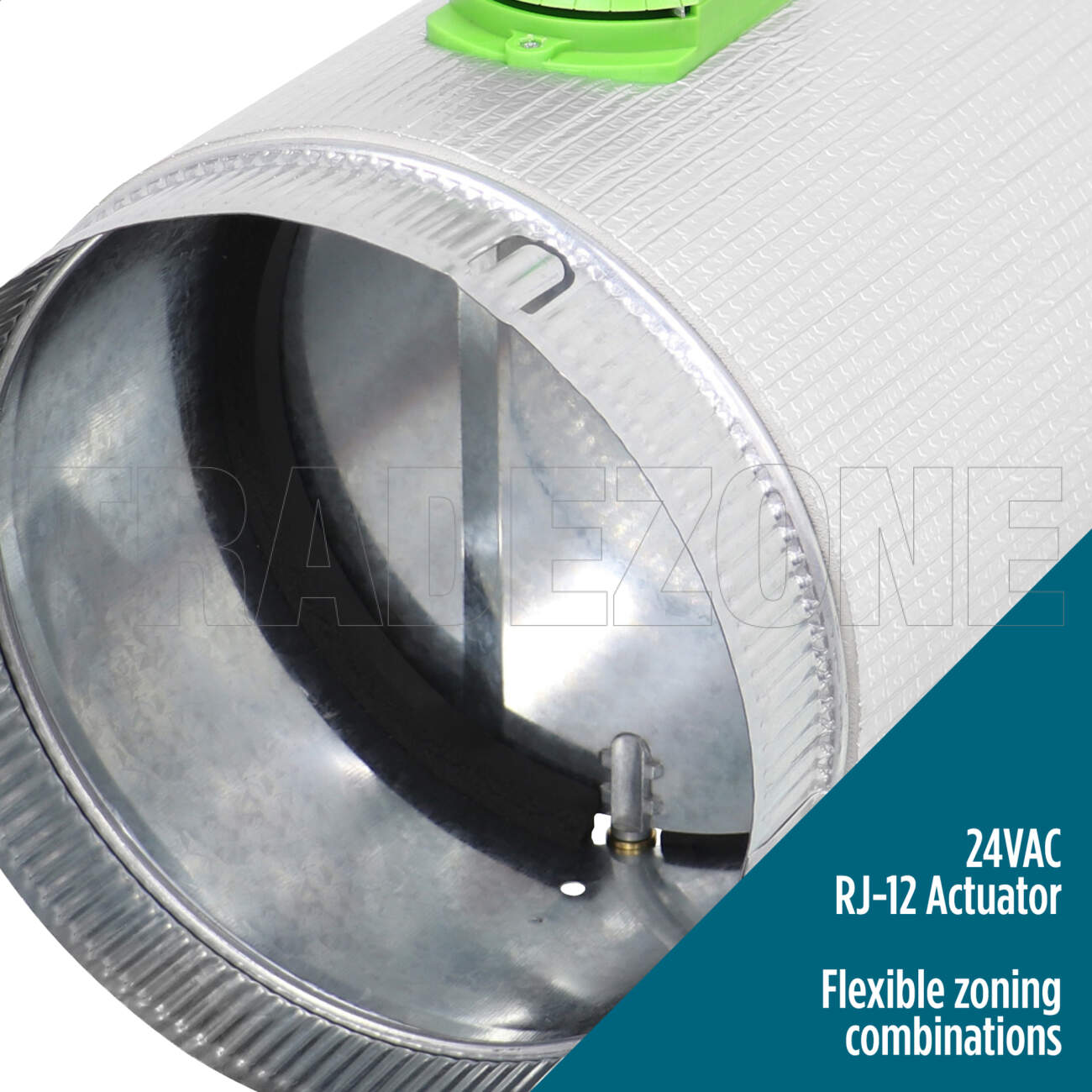 Powerwave Air 250mm Metal Zone Damper Fitted With 24VAC DODC RJ12 Actuator & 10 Metre Cable - Image 3