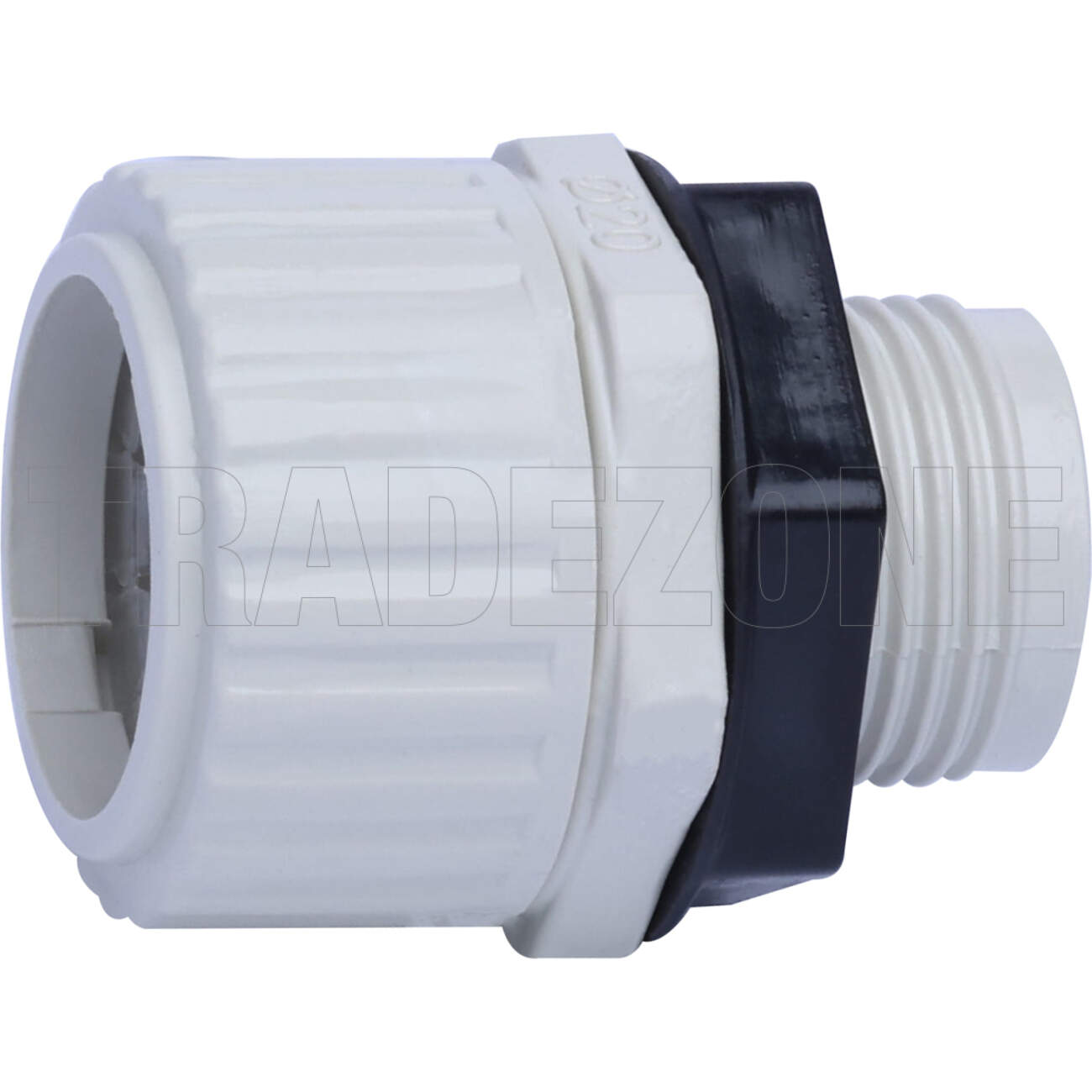 Powerwave 20mm Corrugated Conduit Straight Gland With Locknut Light Grey - Image 3