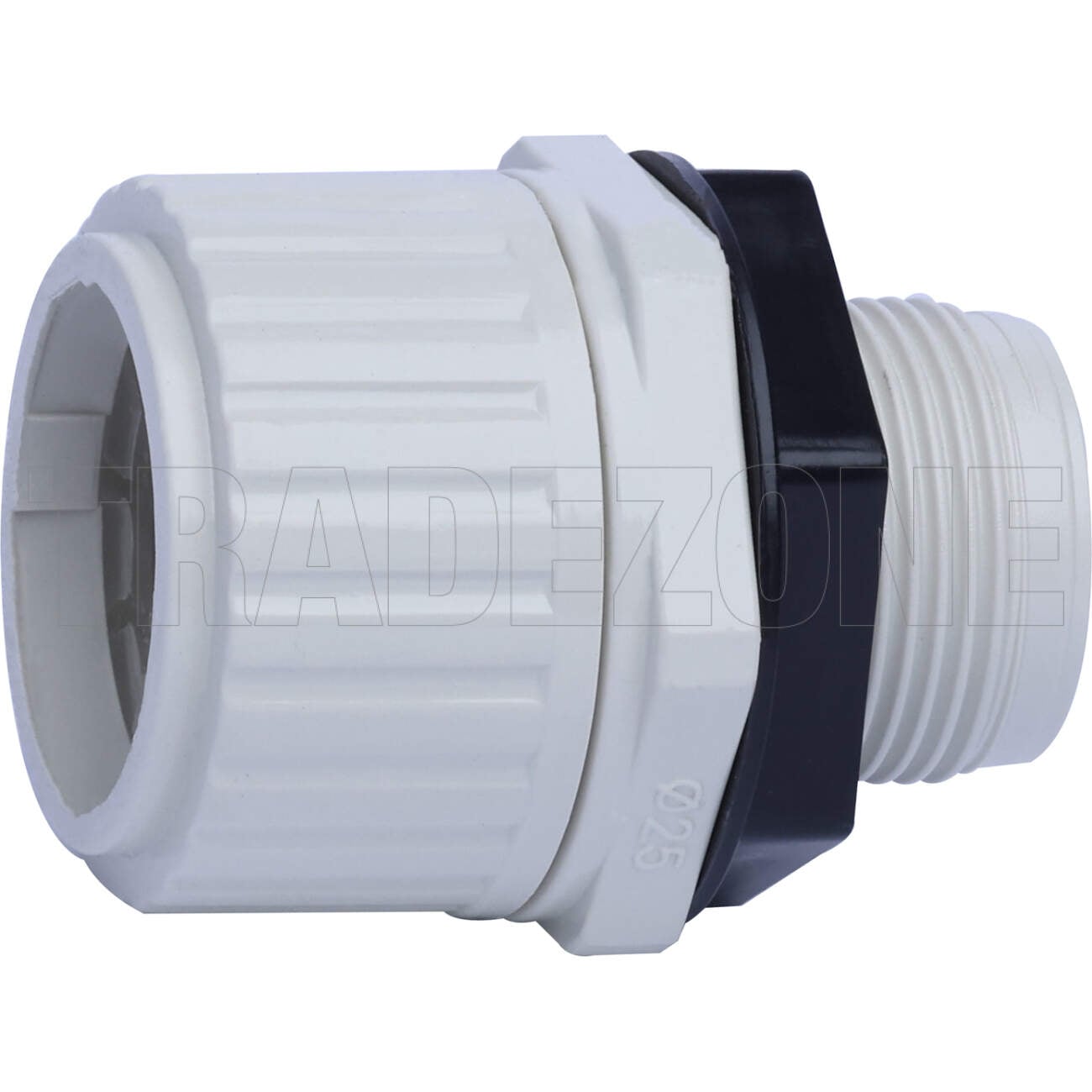 Powerwave 25mm Corrugated Conduit Straight Gland With Locknut Light Grey - Image 3