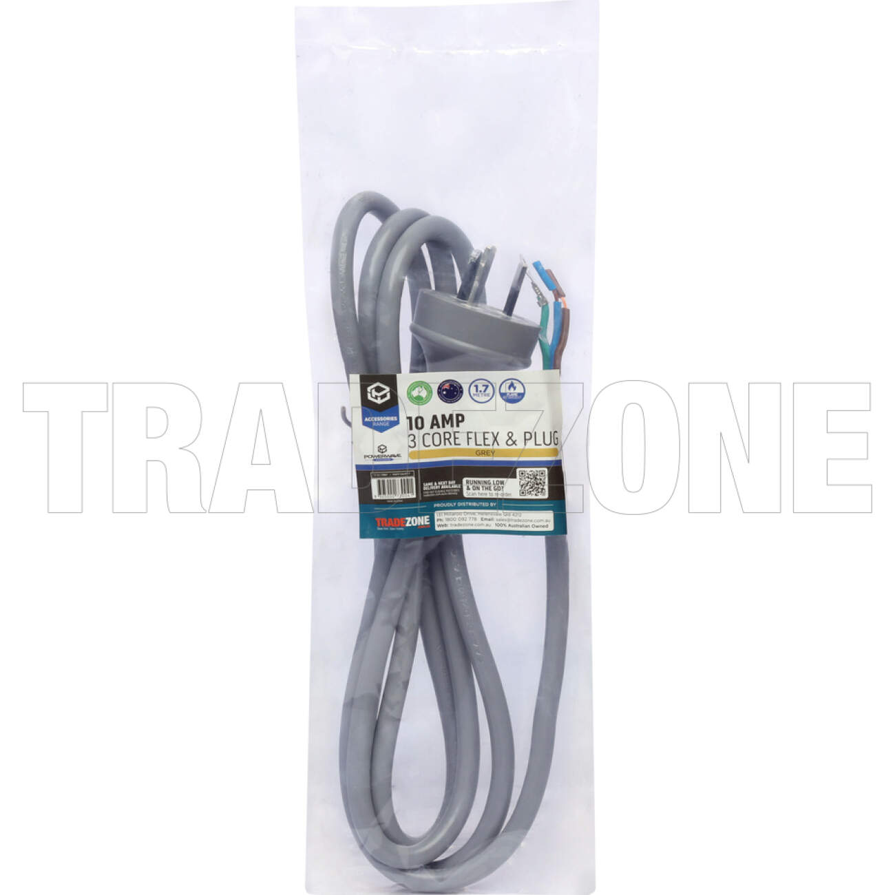 Powerwave 10 Amp 1.7 Metre 3 Core Flex & Plug Grey - Image 3