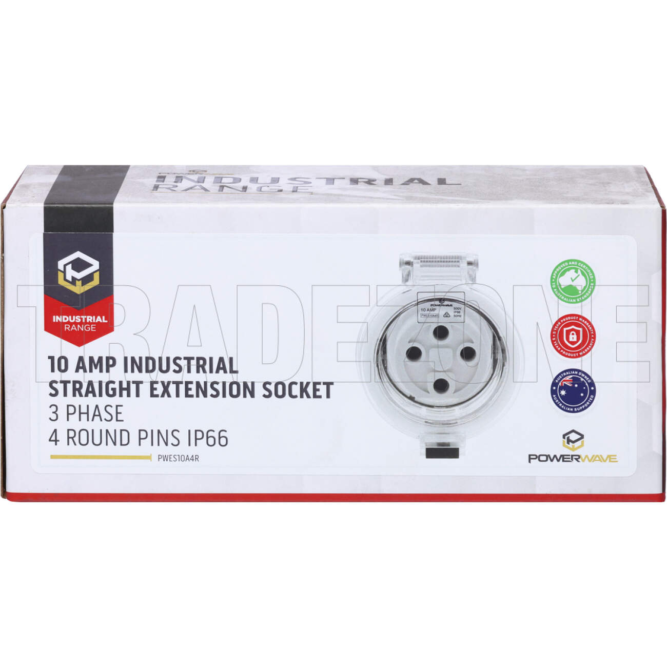 Powerwave 10 Amp 3 Phase 4 Round Pins IP66 Industrial Straight Extension Socket Orange - Image 6