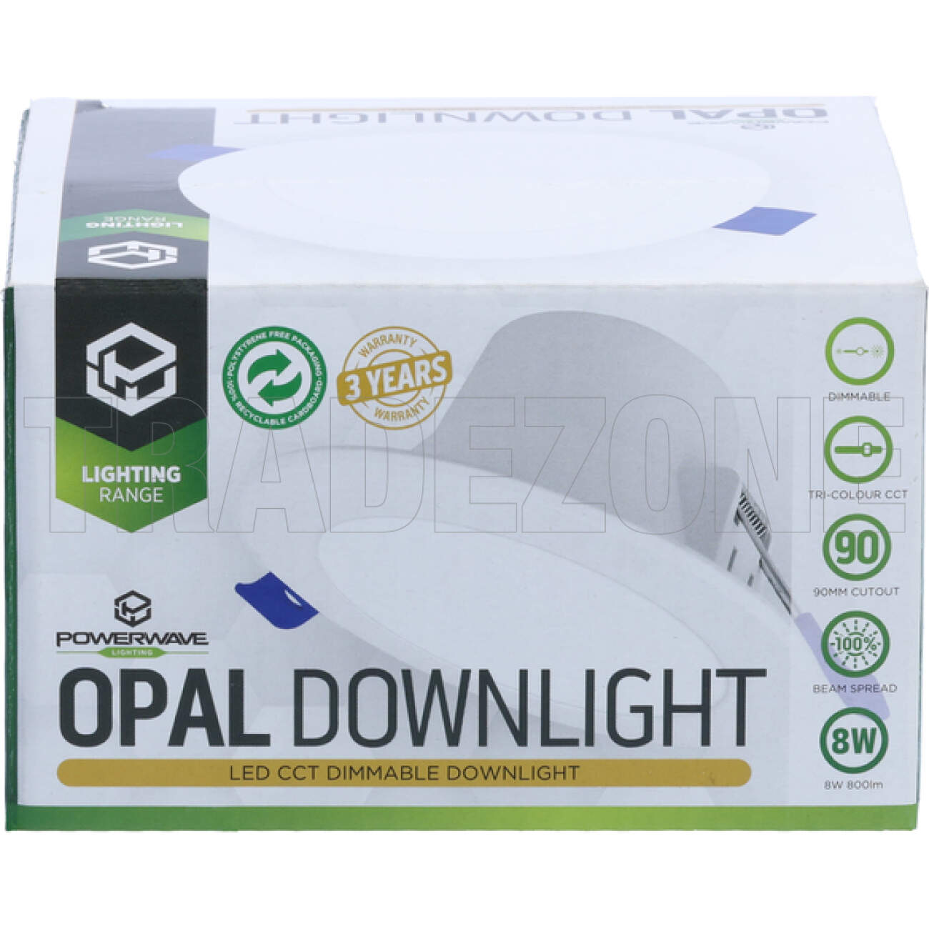 Powerwave 8 Watt OPAL LED 90mm Cut Out Dimmable Downlight 3000/4000/5000k - Image 5