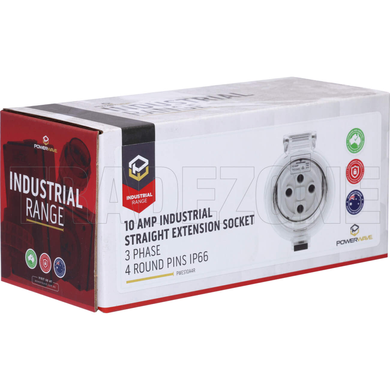 Powerwave 10 Amp 3 Phase 4 Round Pins IP66 Industrial Straight Extension Socket Orange - Image 7